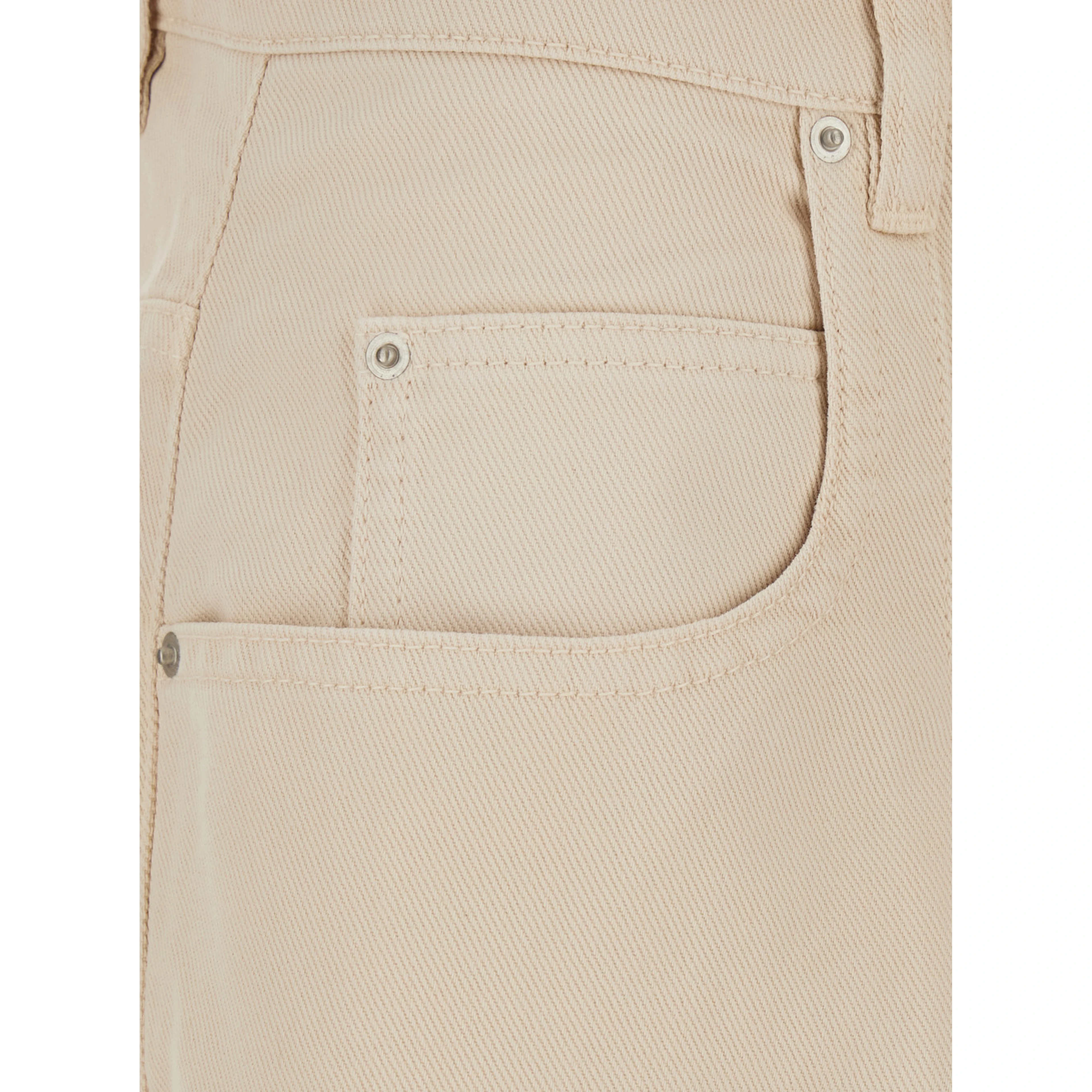 Rodayna Beige Jeans with Logo Patch on the Back and Wide Leg in Denim for Women