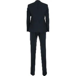 Blue Single-breasted Suit with Peak Revers in Wool for Men