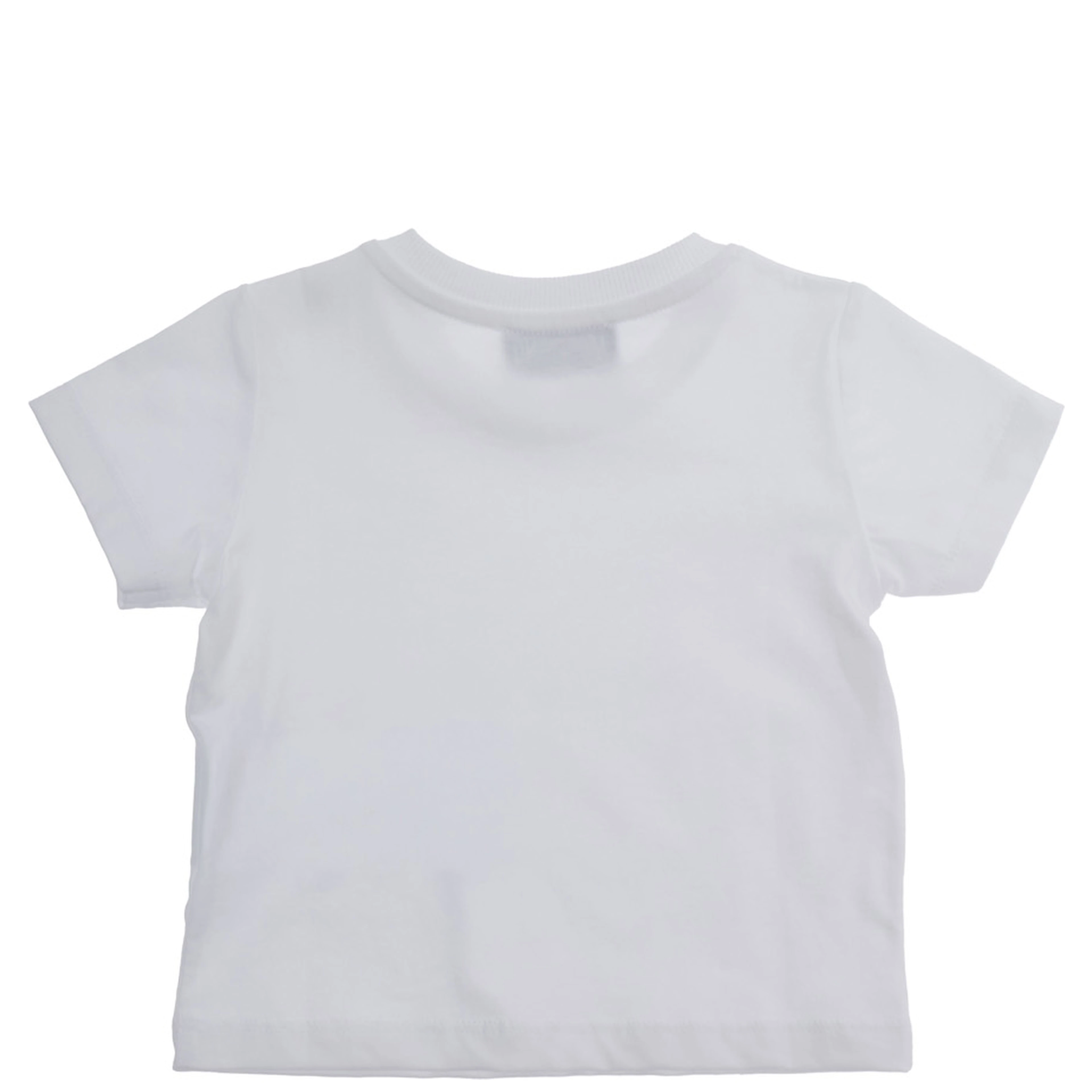 White Crew Neck T-Shirt with Front Print in Cotton Baby