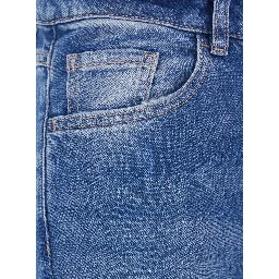 Blue Jeans with Five-Pocket Design and Logo Patch on the Back in Denim for Women