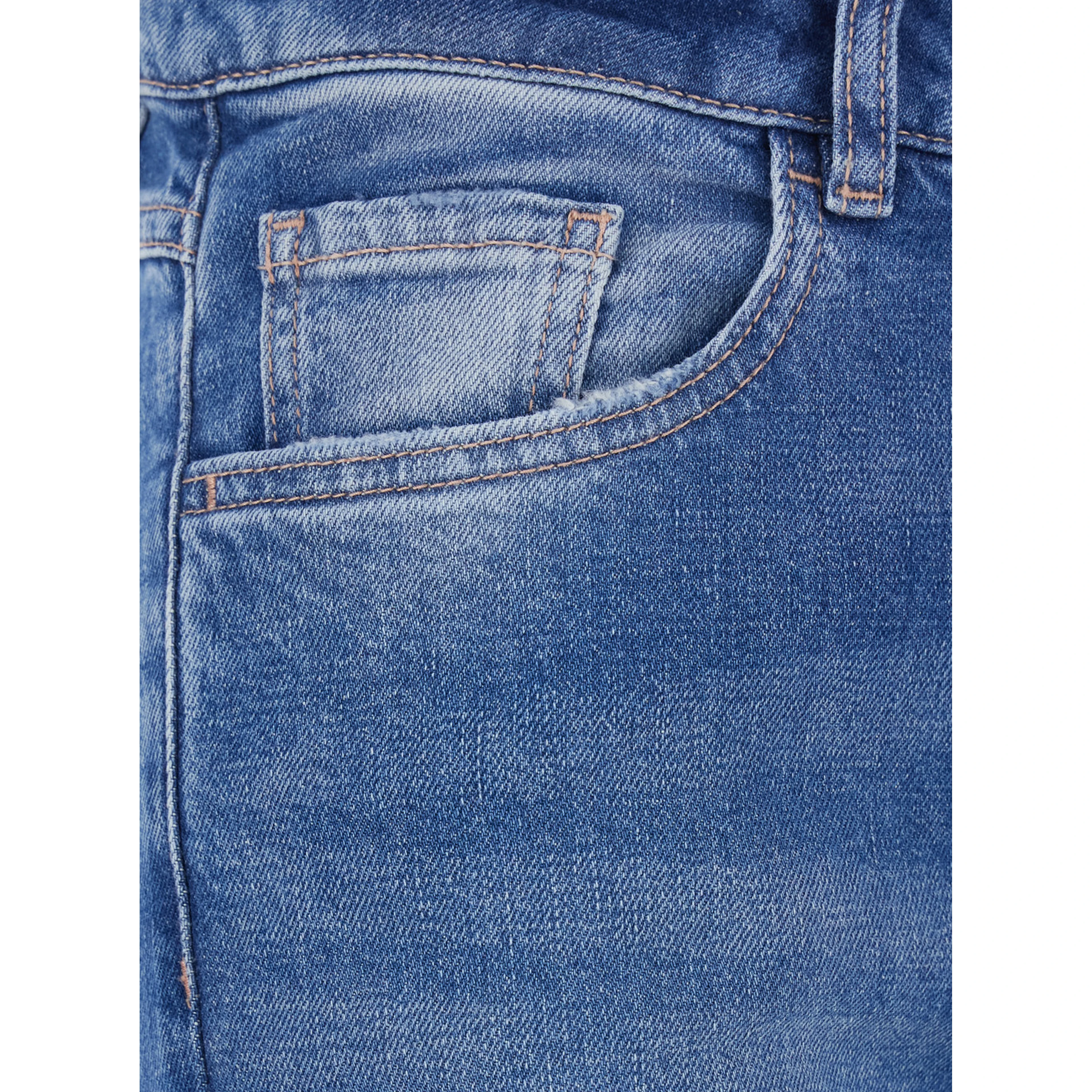 Blue Jeans with Five-Pocket Design and Logo Patch on the Back in Denim for Women