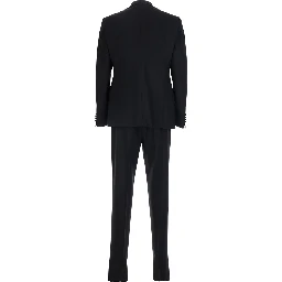 Black Single-breasted Suit with Shawl Lapel in Wool for Men