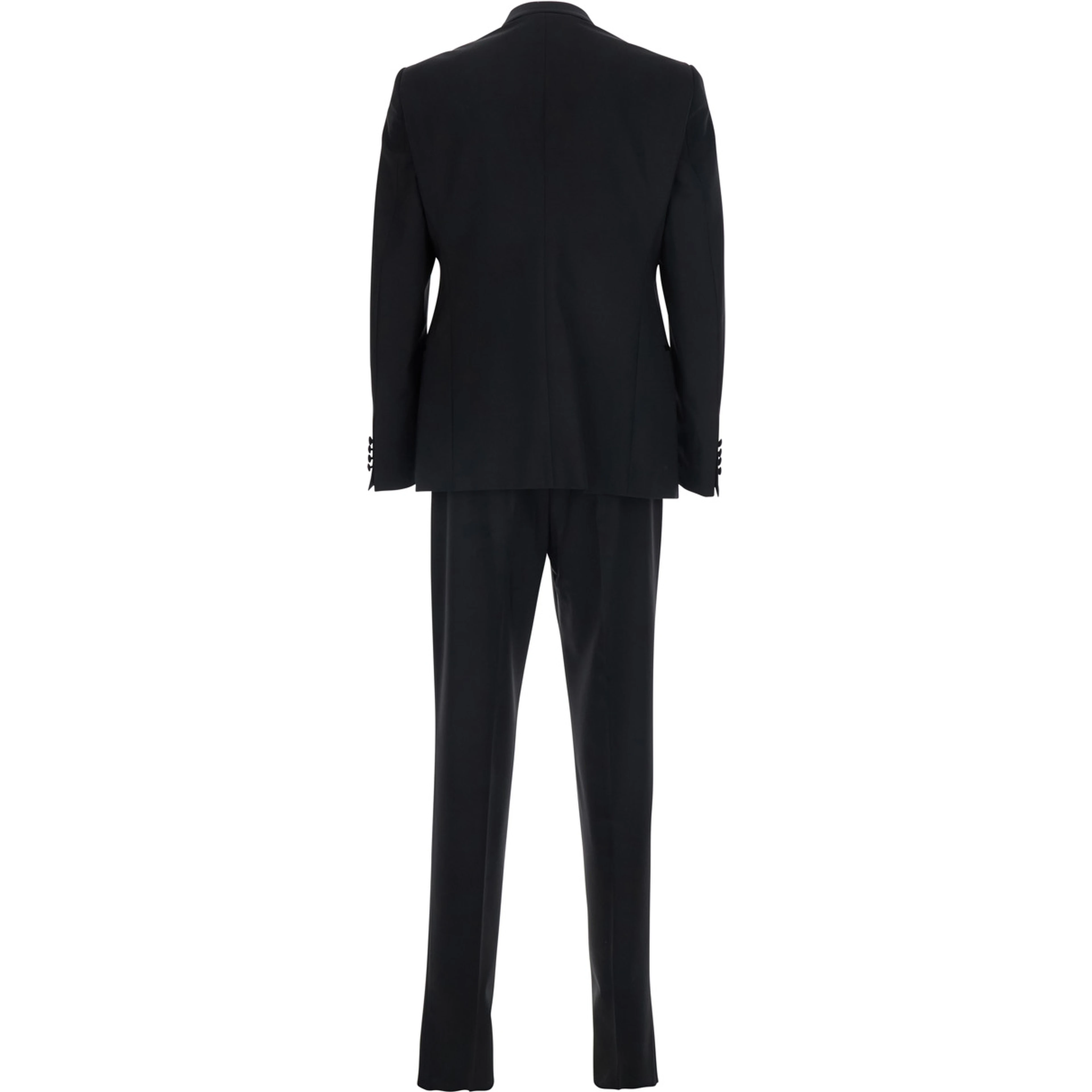 Black Single-breasted Suit with Shawl Lapel in Wool for Men