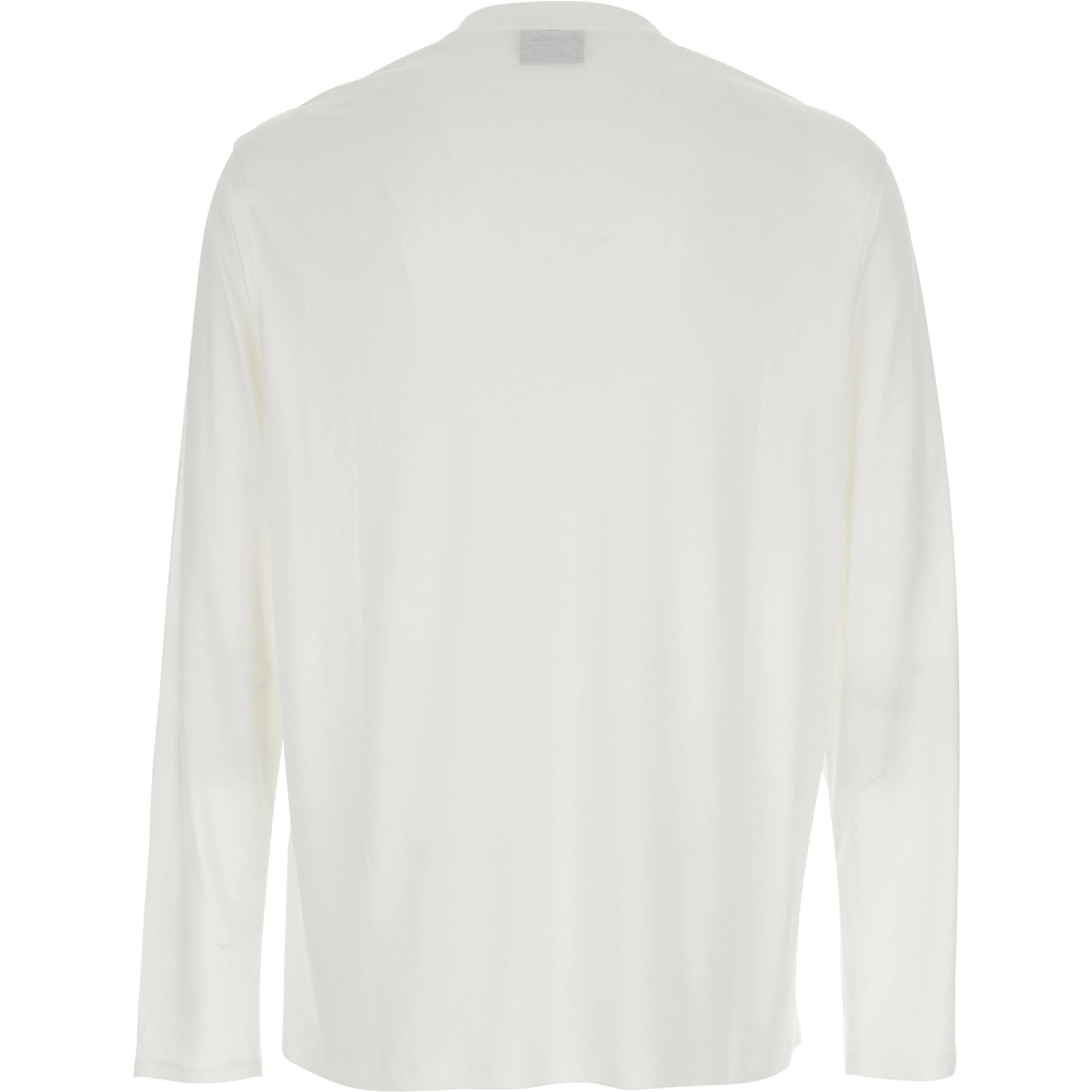 White Crew Neck T-Shirt with Logo Embroidery on the Front in Cotton Blend for Men