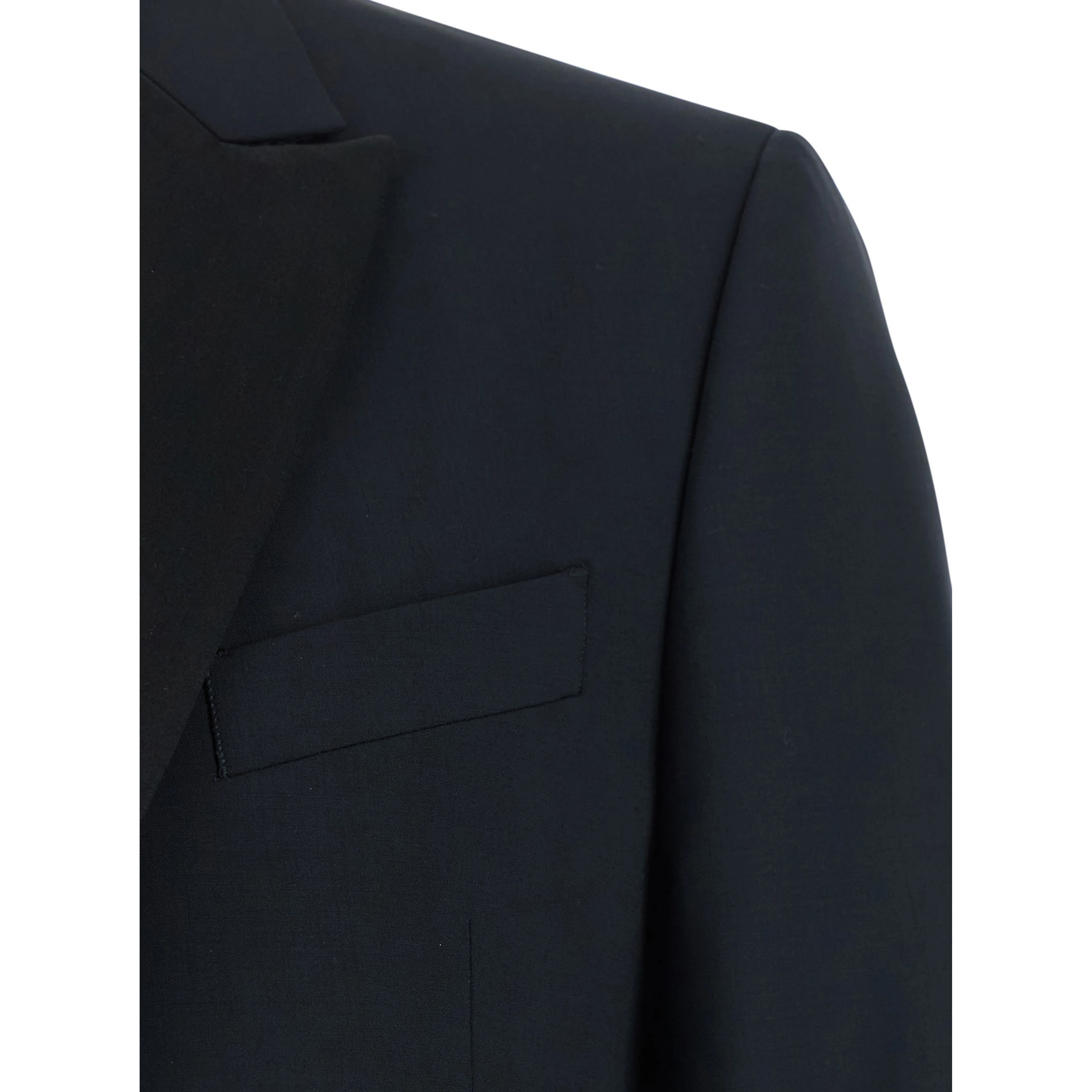 Blue Single-breasted Suit with Peak Revers in Wool for Men
