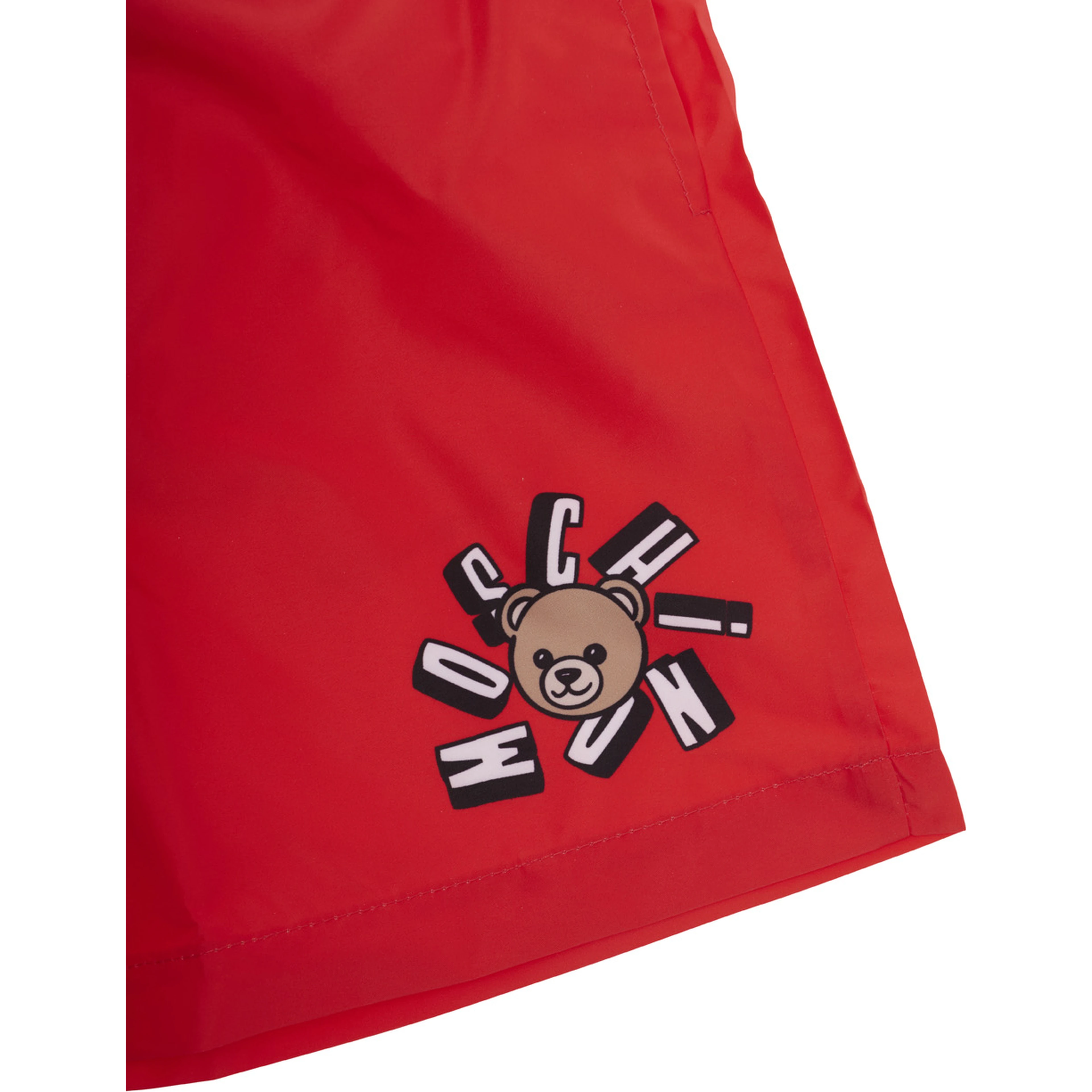 red Swim shorts with elasticated waist and logo on the front in tech fabric boy