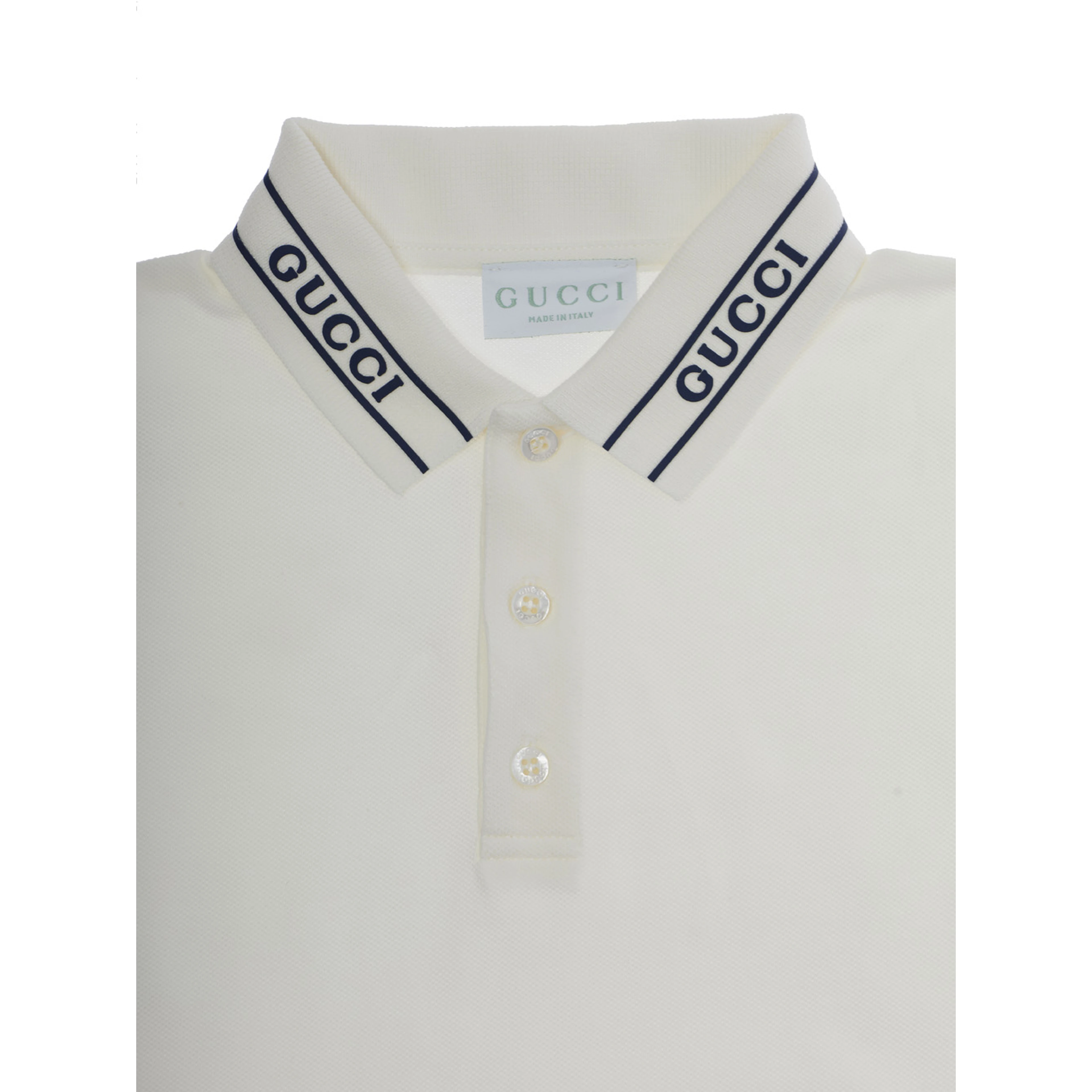 White Polo with Logo Lettering on the Collar in Cotton boy