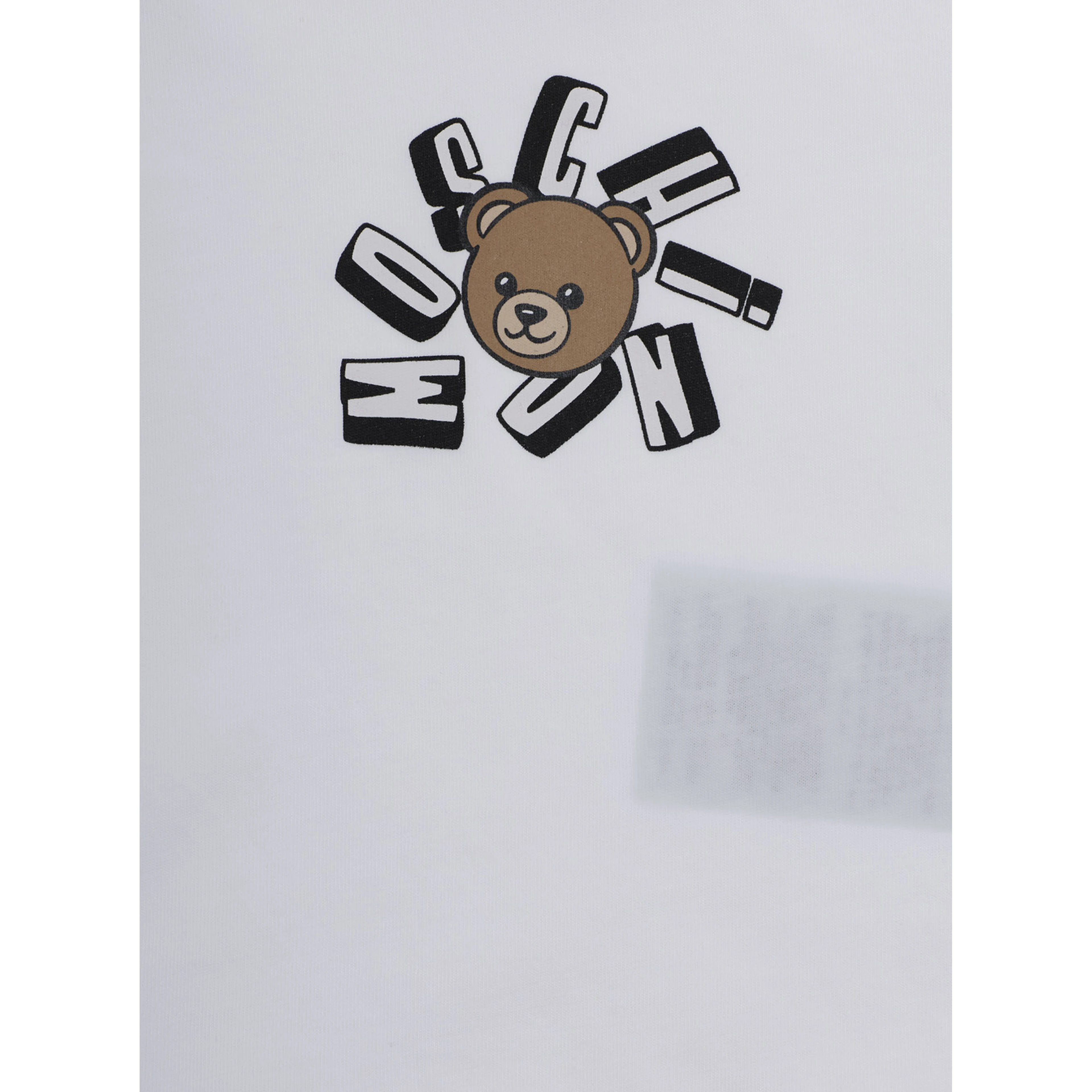 White Crew Neck T-Shirt with Front Print in Cotton Baby