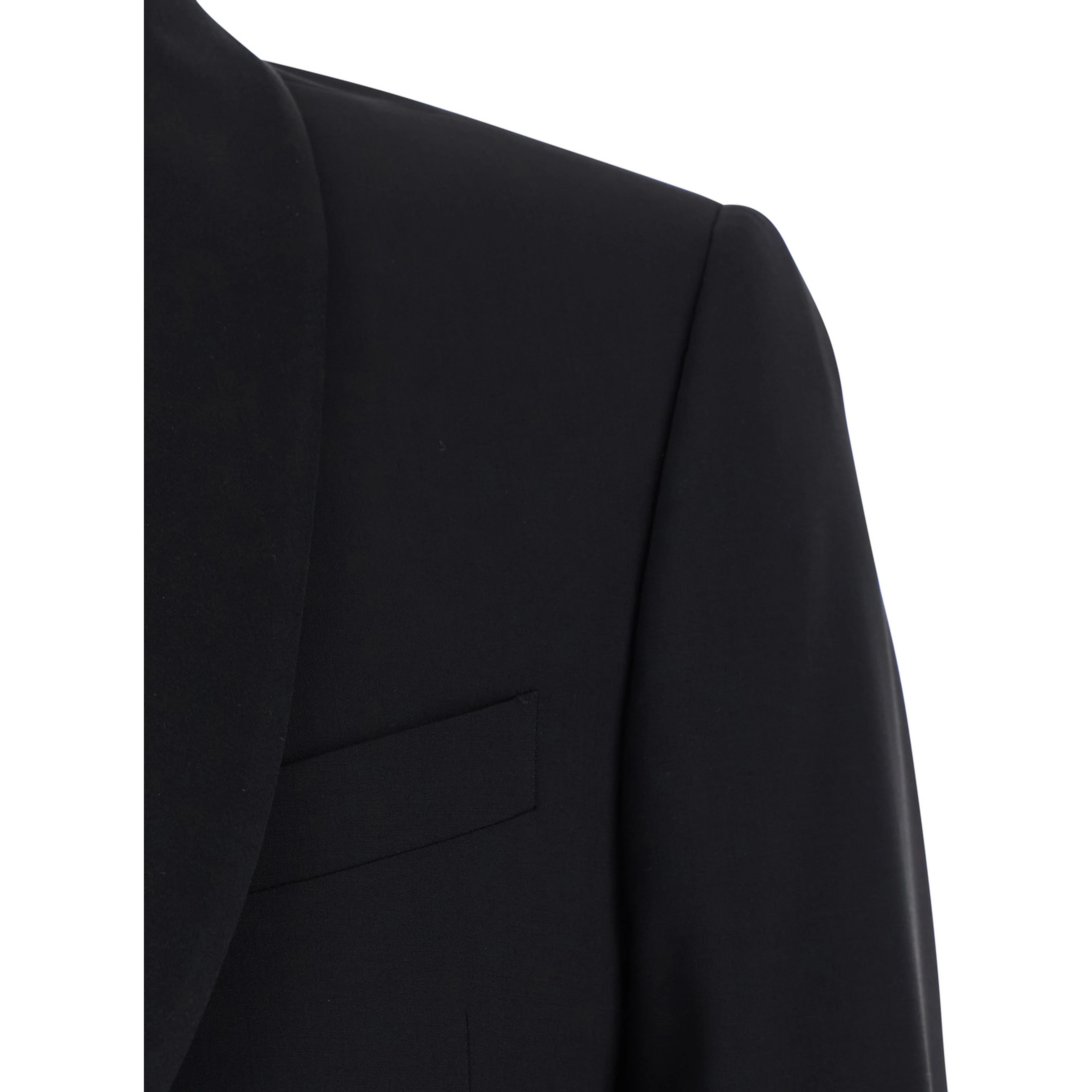 Black Single-breasted Suit with Shawl Lapel in Wool for Men