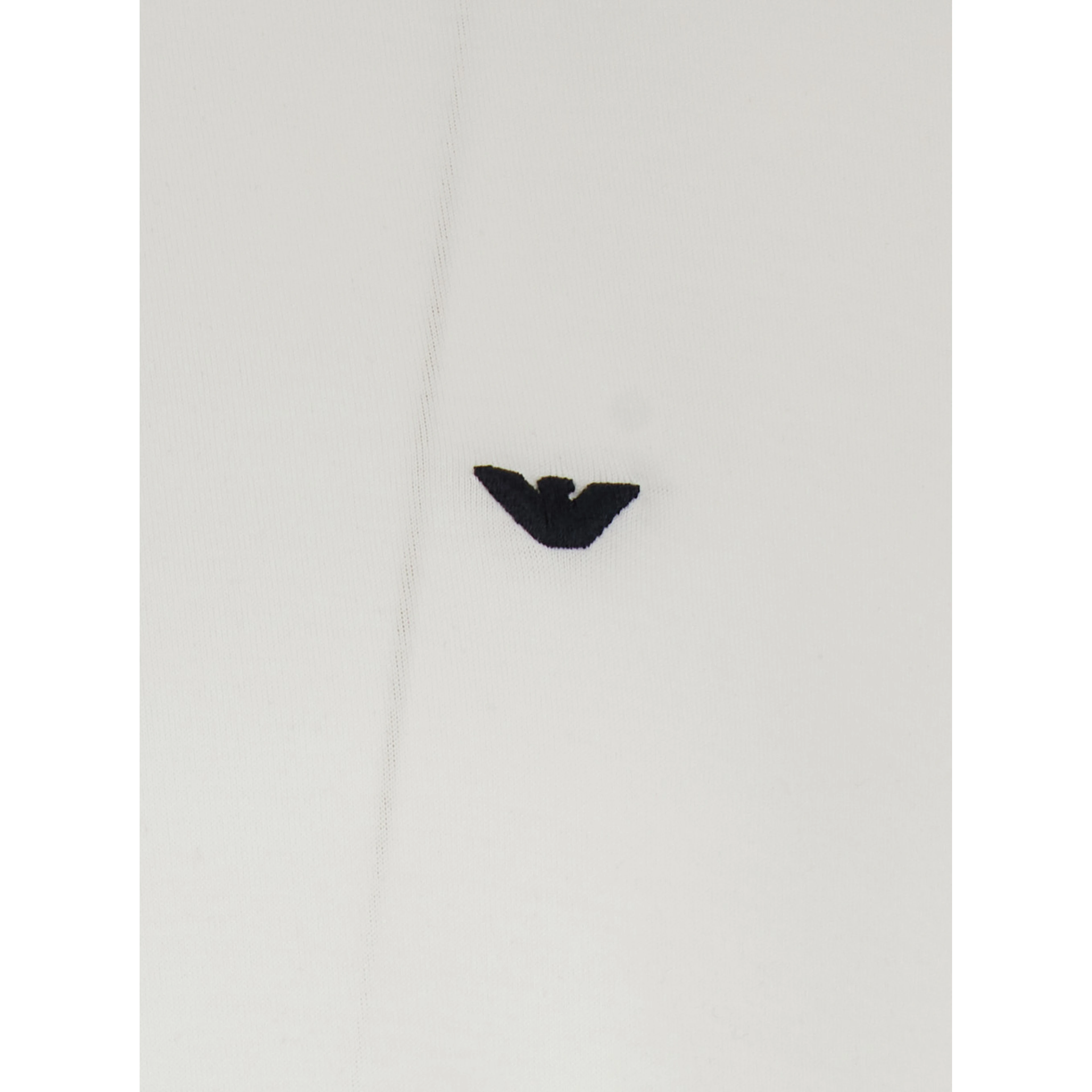 White Crew Neck T-Shirt with Logo Embroidery on the Front in Cotton Blend for Men