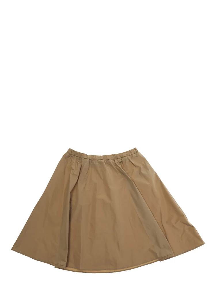 Beige Skirt with Elasticated Waist and Logo Patch on the Back in Tech Fabric Girl