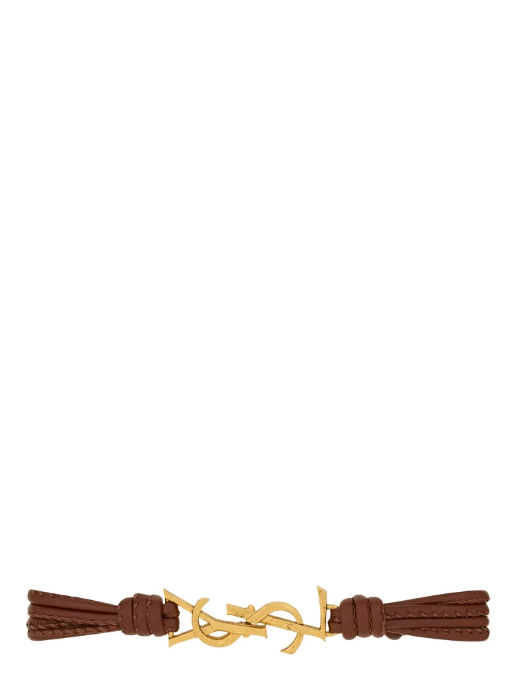 Bracelet with Cassandre in the center and Clasp Closure in Nappa Leather and Gold Metal for Women