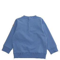 Light Blue Crewneck Sweatshirt with logo patch on the sleeve and maxi logo lettering on the front in cotton baby