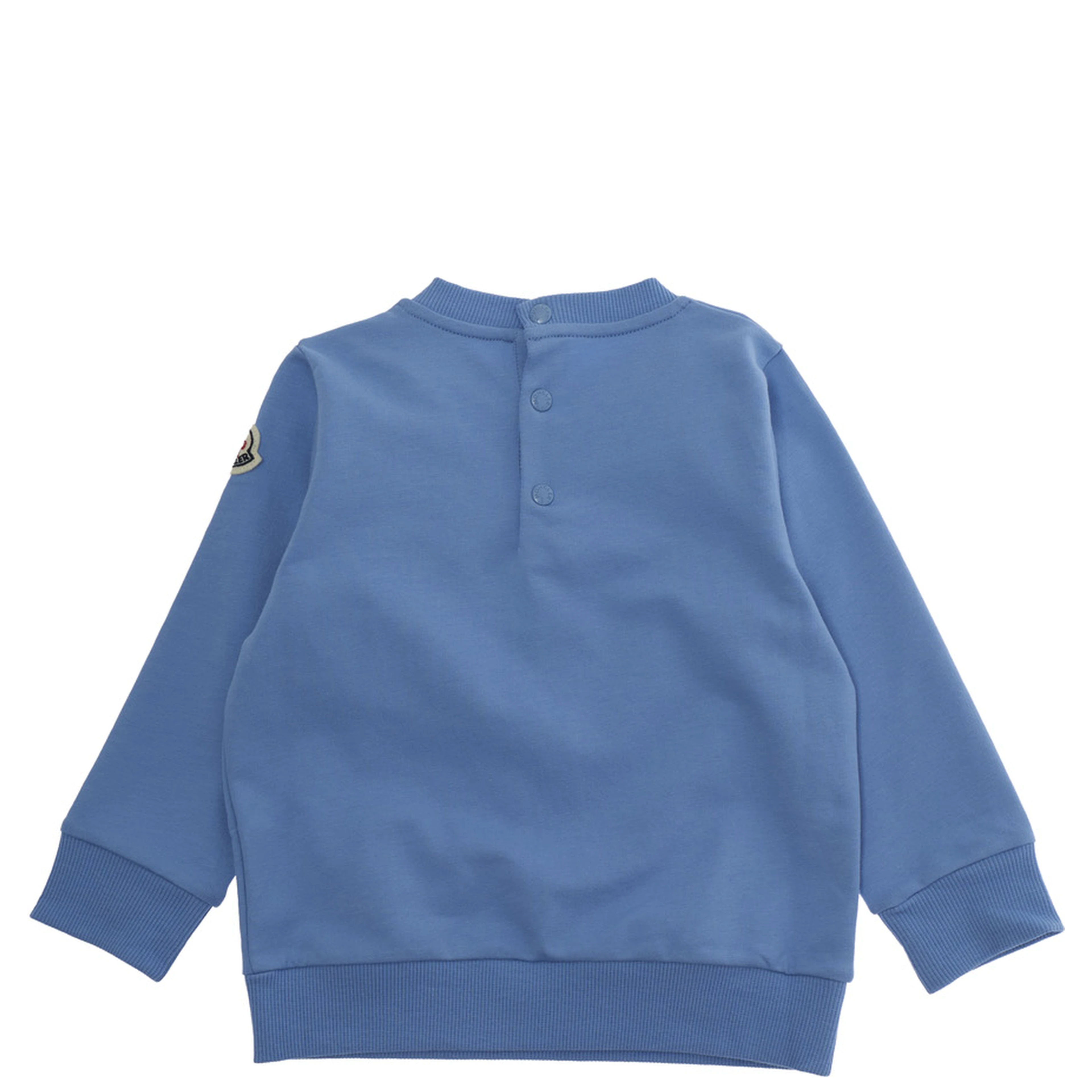 Light Blue Crewneck Sweatshirt with logo patch on the sleeve and maxi logo lettering on the front in cotton baby