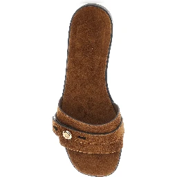 Romy Brown Sandals with Logo Plaque on the Front in Suede Woman