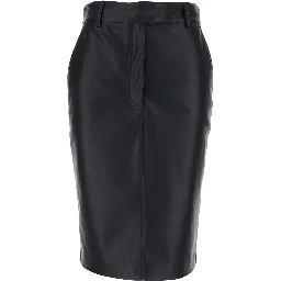 Black Skirt with Hidden Closure on the Front in Ecoleather Woman