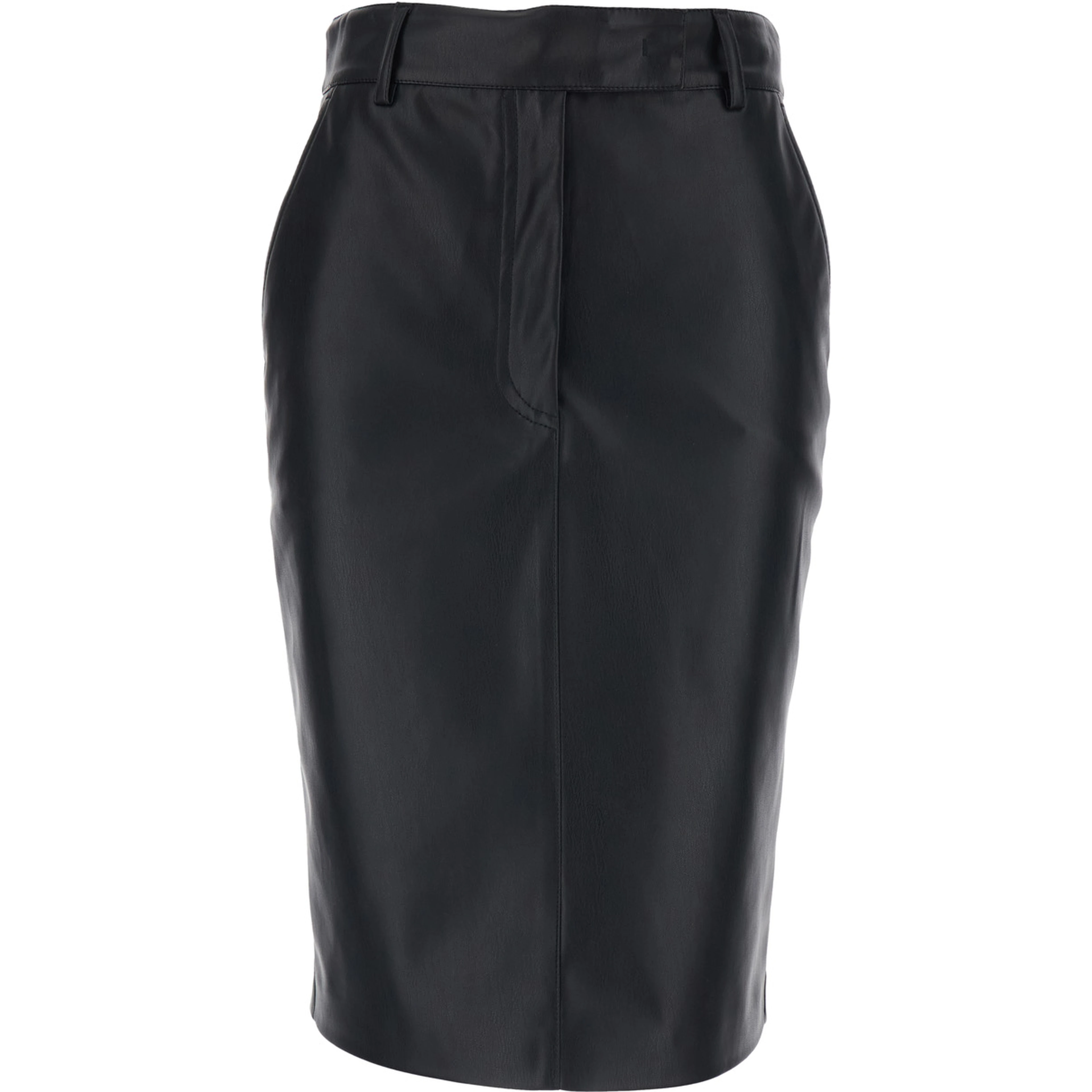 Black Skirt with Hidden Closure on the Front in Ecoleather Woman