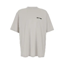 White Cotton T-shirt with Logo on Front and Back for Men