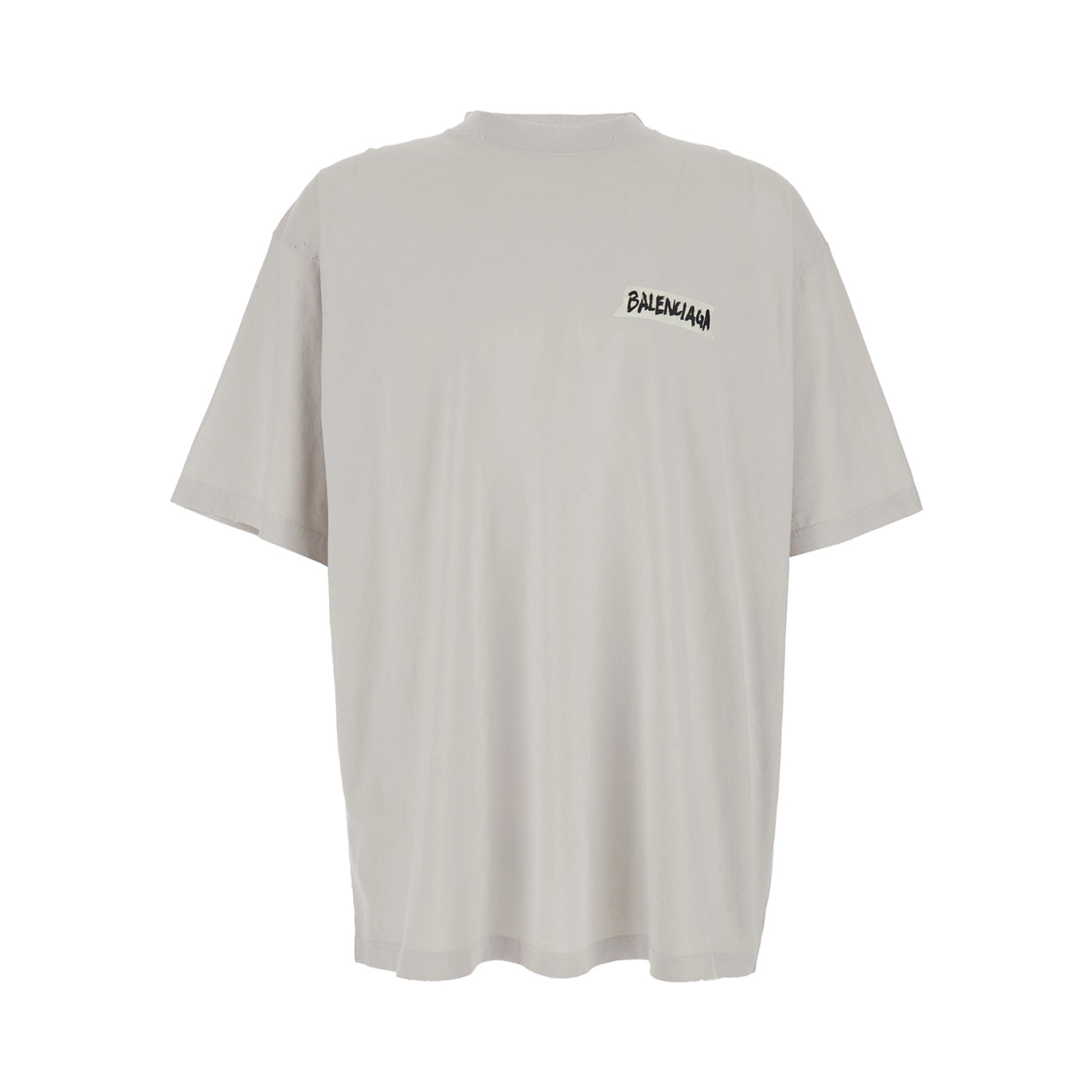 White Cotton T-shirt with Logo on Front and Back for Men