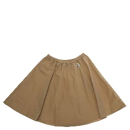 Beige Skirt with Elasticated Waist and Logo Patch on the Back in Tech Fabric Girl