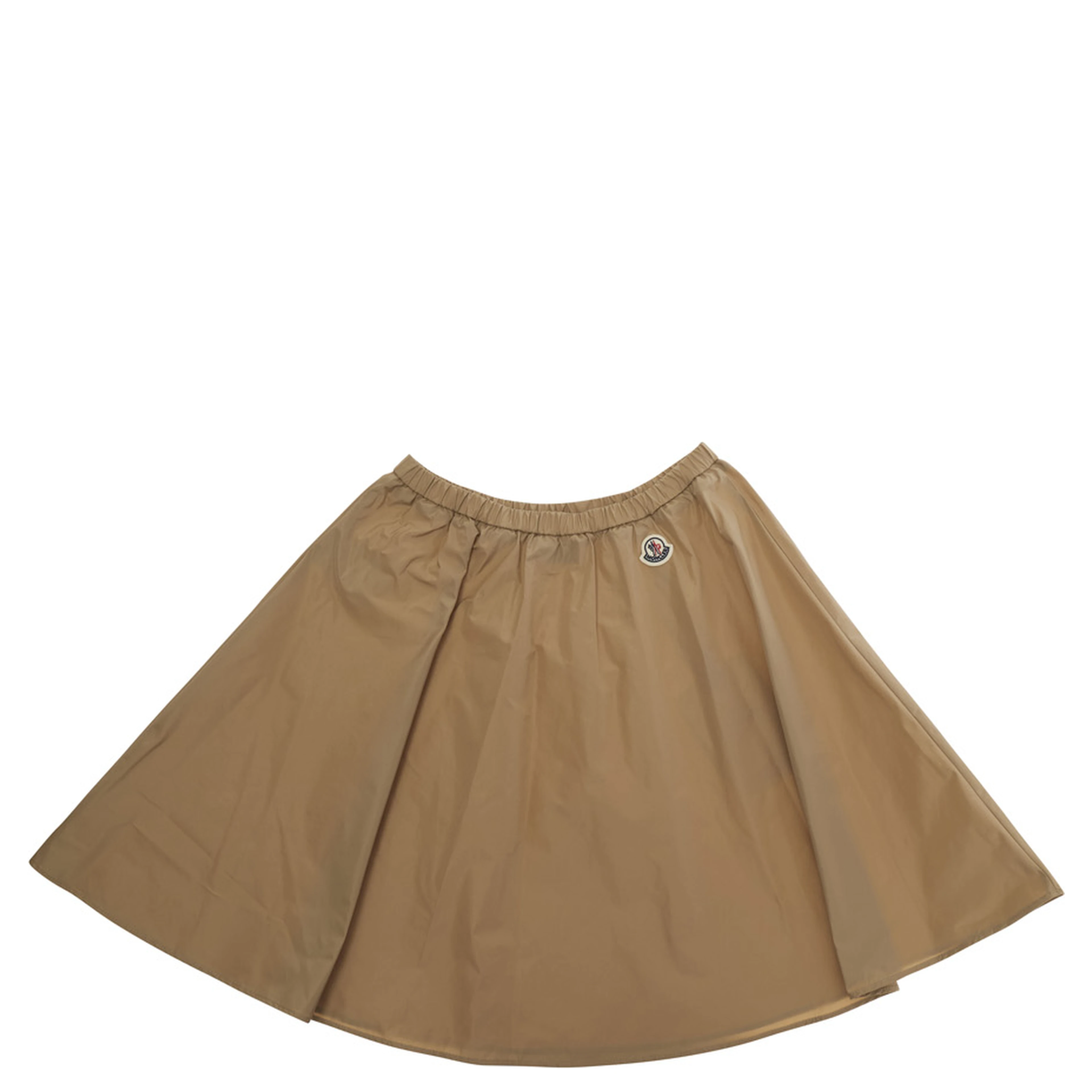 Beige Skirt with Elasticated Waist and Logo Patch on the Back in Tech Fabric Girl