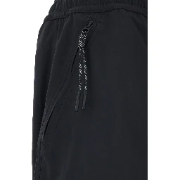 Black Bermuda Shorts with Elastic Waist and Logo Patch on the Back in Tech Fabric for Men