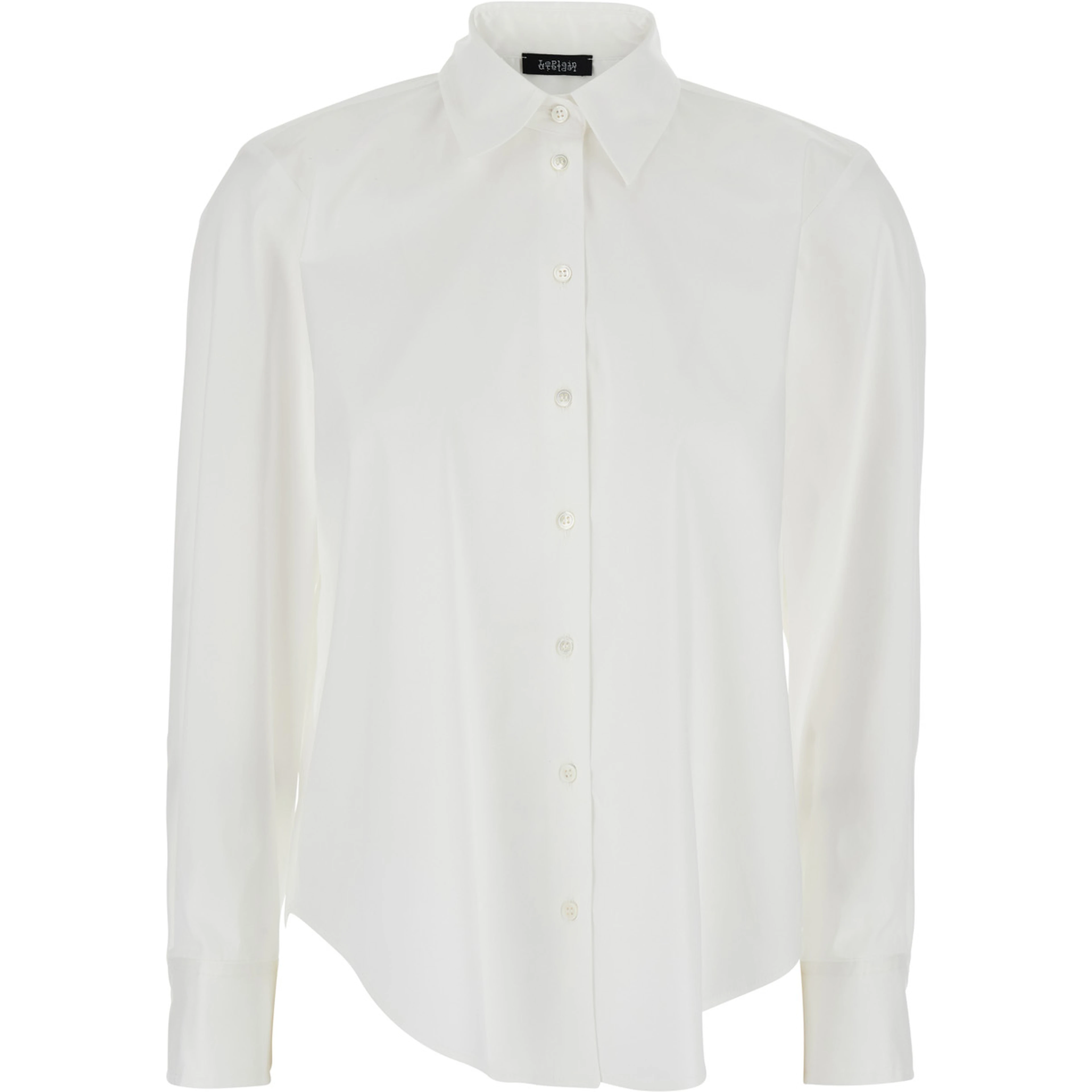 White Shirt with Classic Collar and Button Cuffs in Cotton Woman