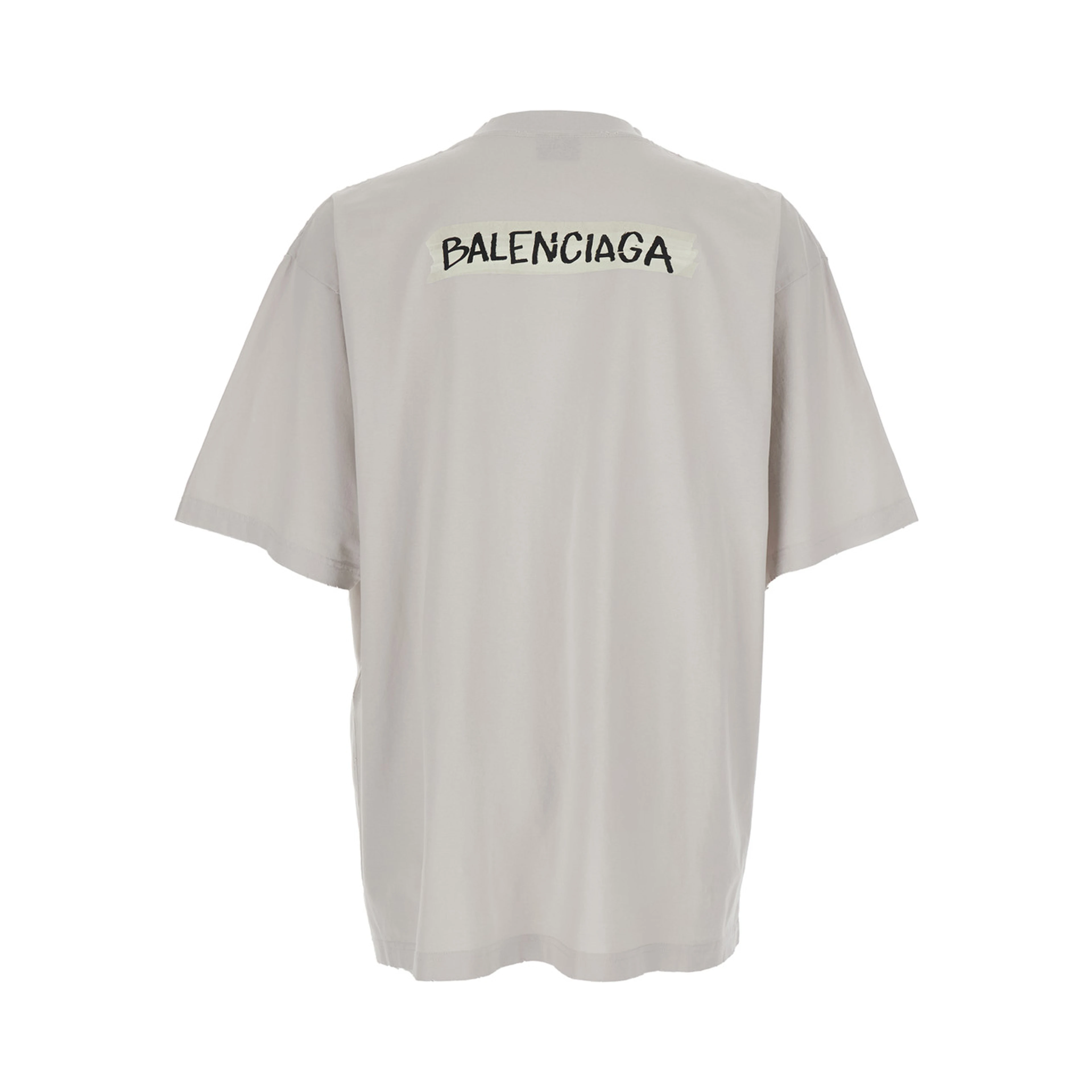 White Cotton T-shirt with Logo on Front and Back for Men