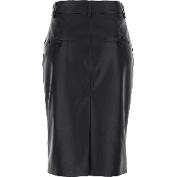 Black Skirt with Hidden Closure on the Front in Ecoleather Woman
