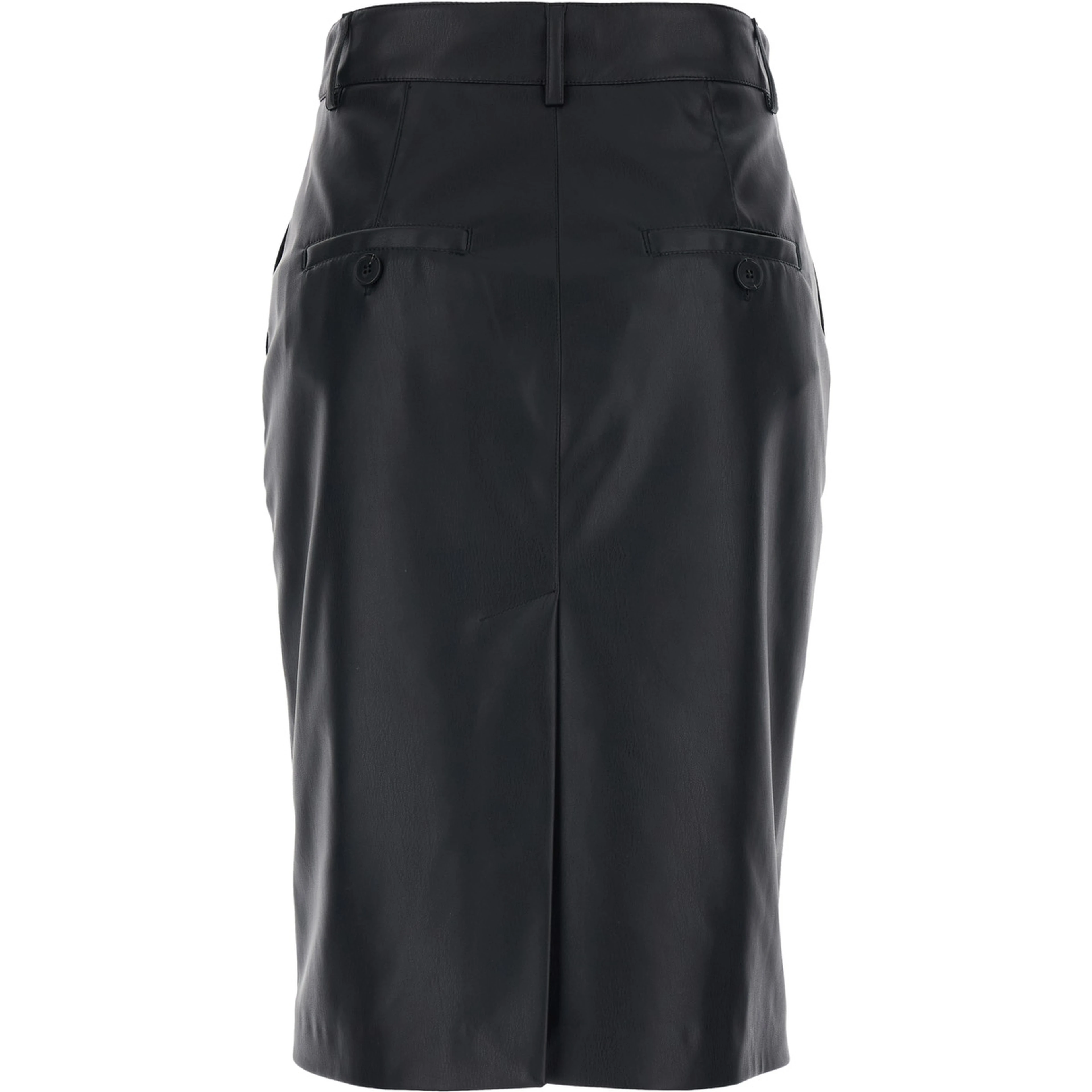 Black Skirt with Hidden Closure on the Front in Ecoleather Woman
