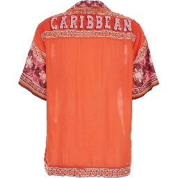 Reese Red Shirt with Long Sleeves and Pointed Collar in Fabric Women