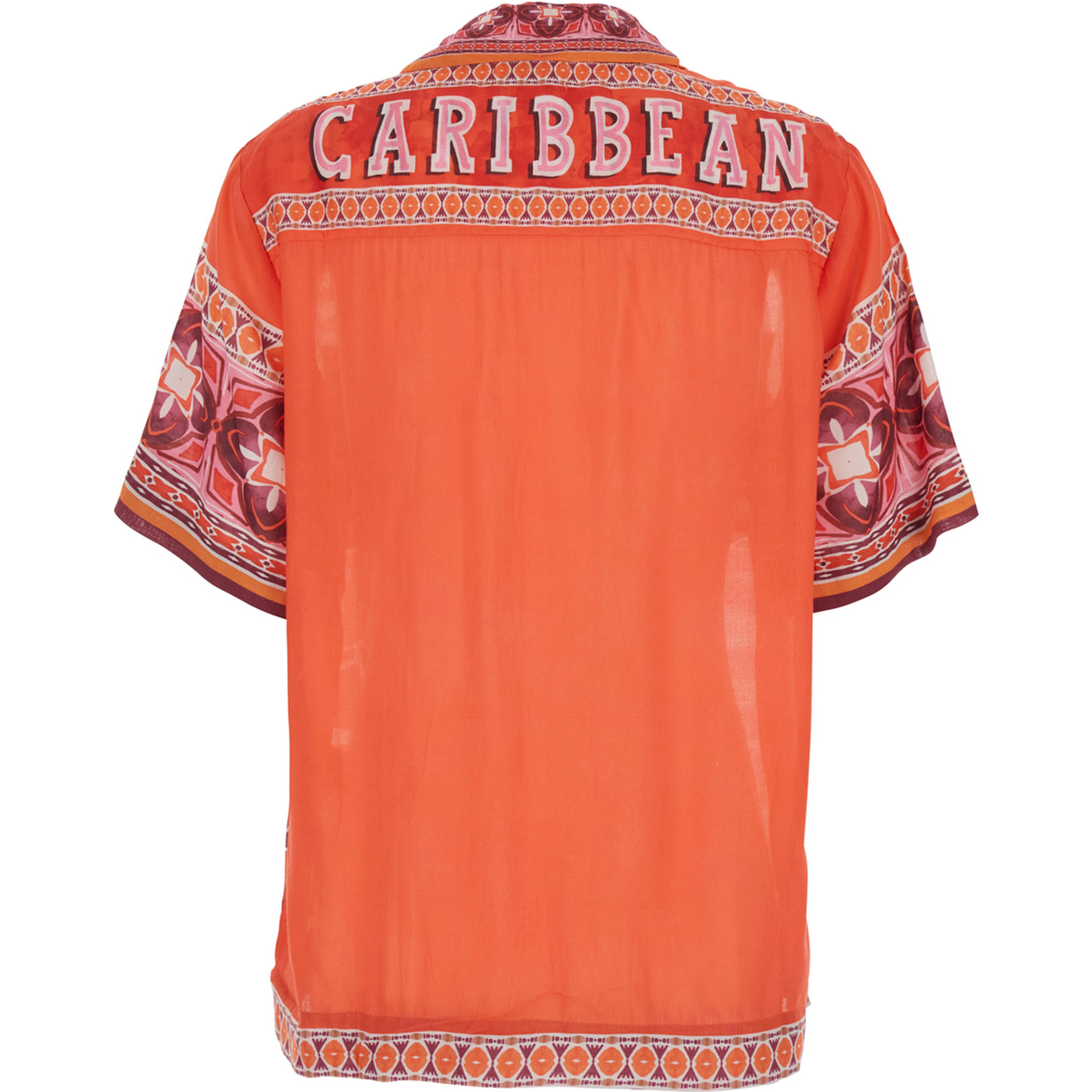 Reese Red Shirt with Long Sleeves and Pointed Collar in Fabric Women