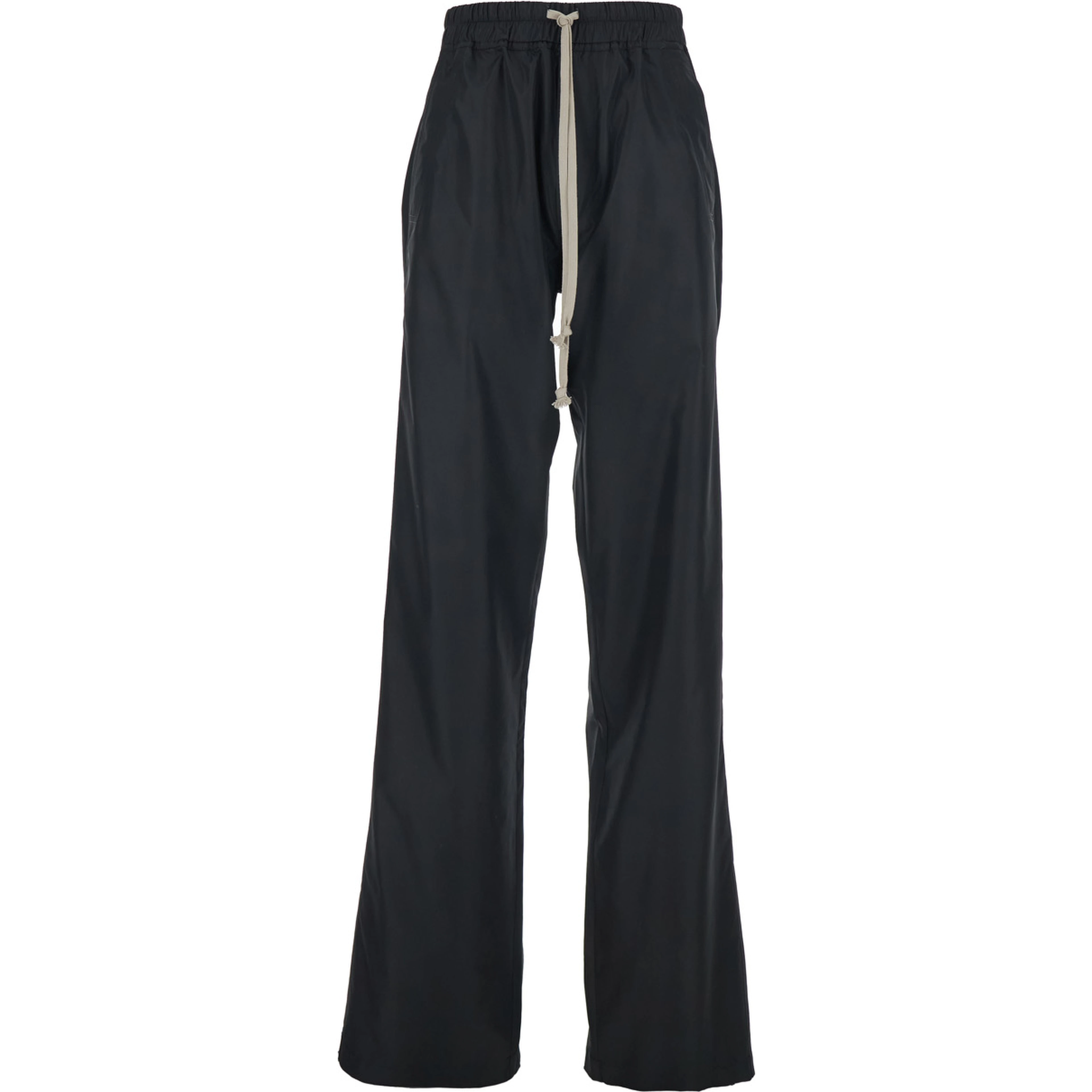 Rick Owens X Moncler Pants with Elastic Waist and Drawstring and Logo Patch on the Side in Black Tech Fabric Unisex
