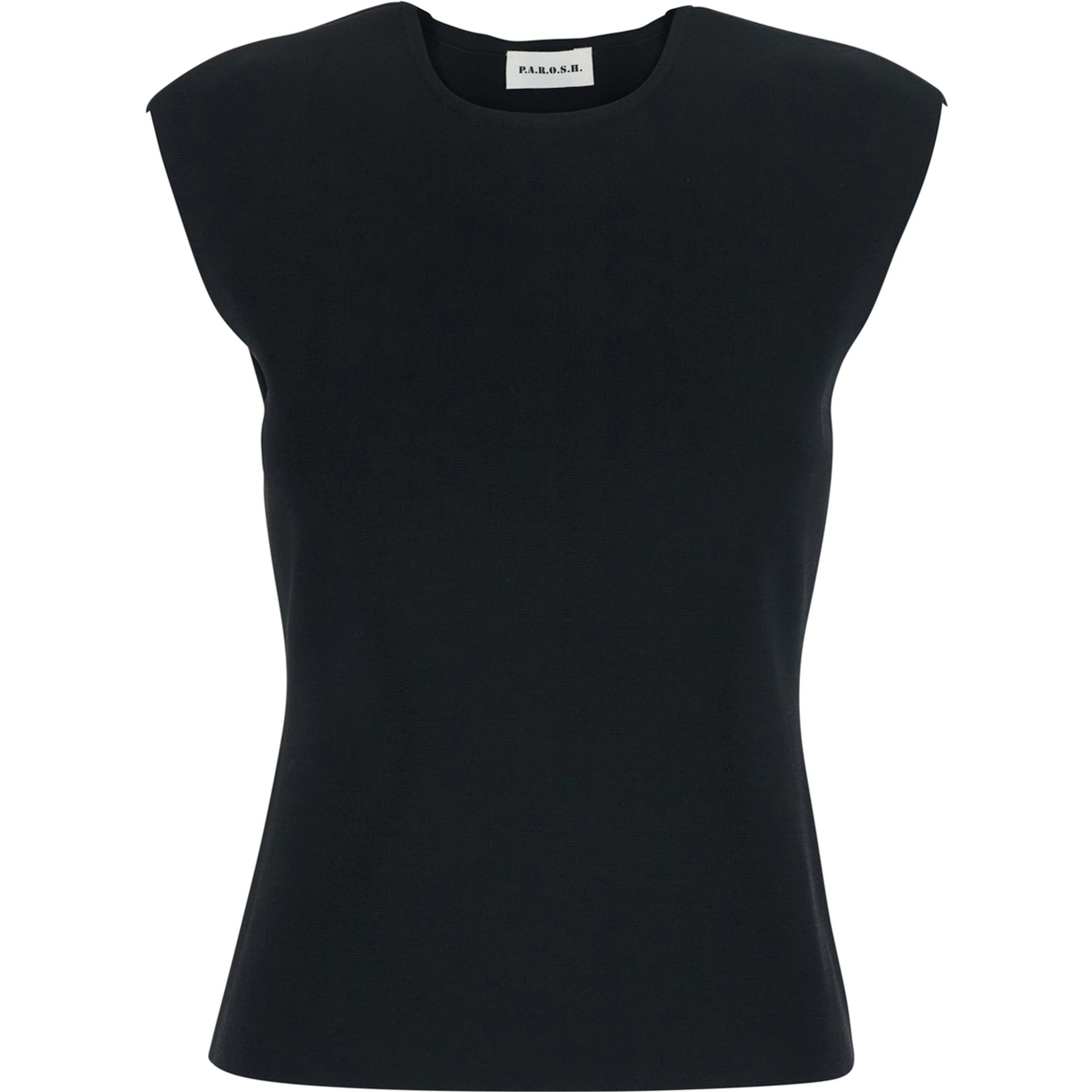 Black Top with Round Neck and Short Design in Viscose Blend Women