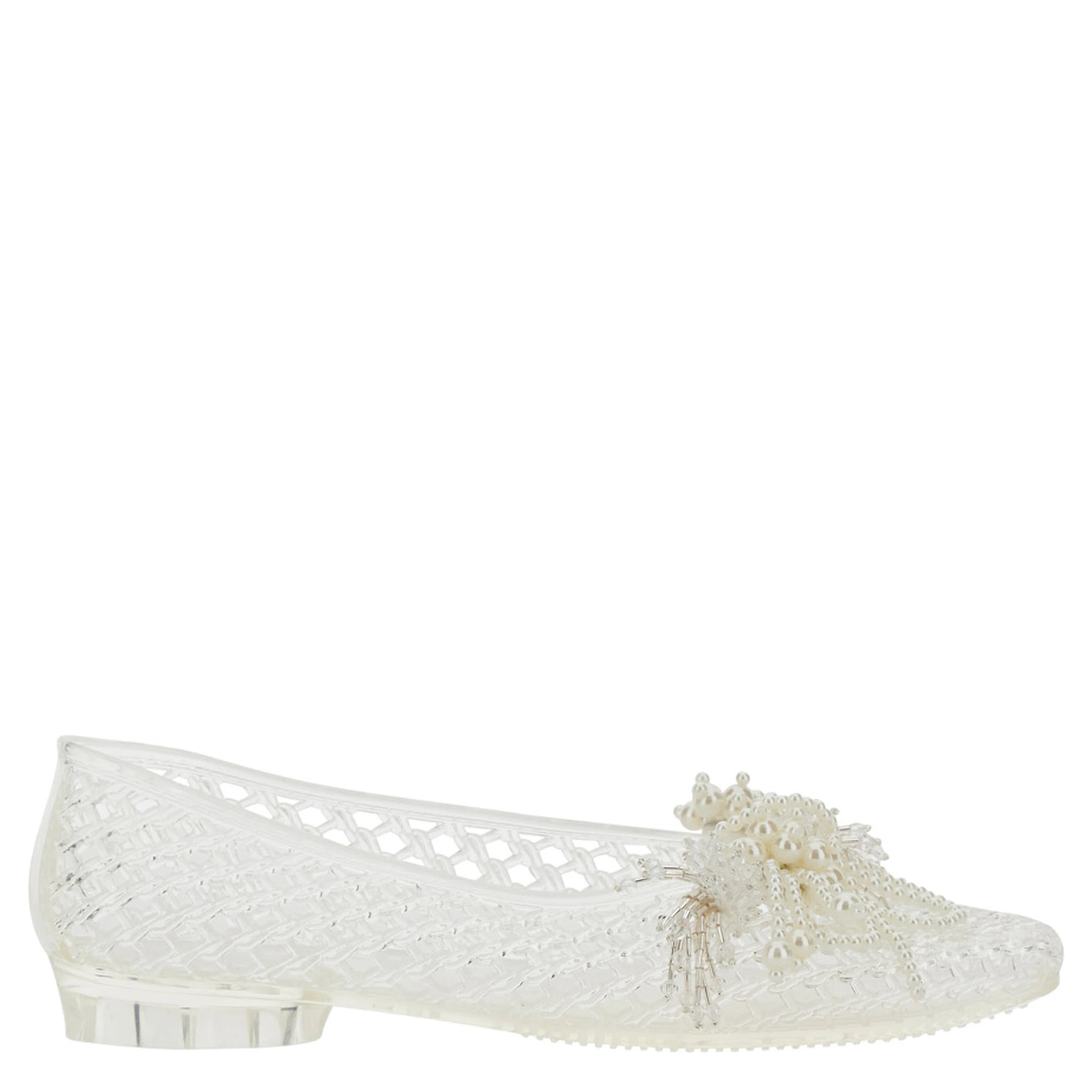 Muse White Ballet shoes with Beaded Details in Tech Fabric Women