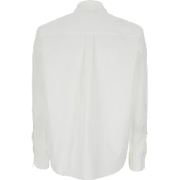 White Shirt with Classic Collar and Button Cuffs in Cotton Woman