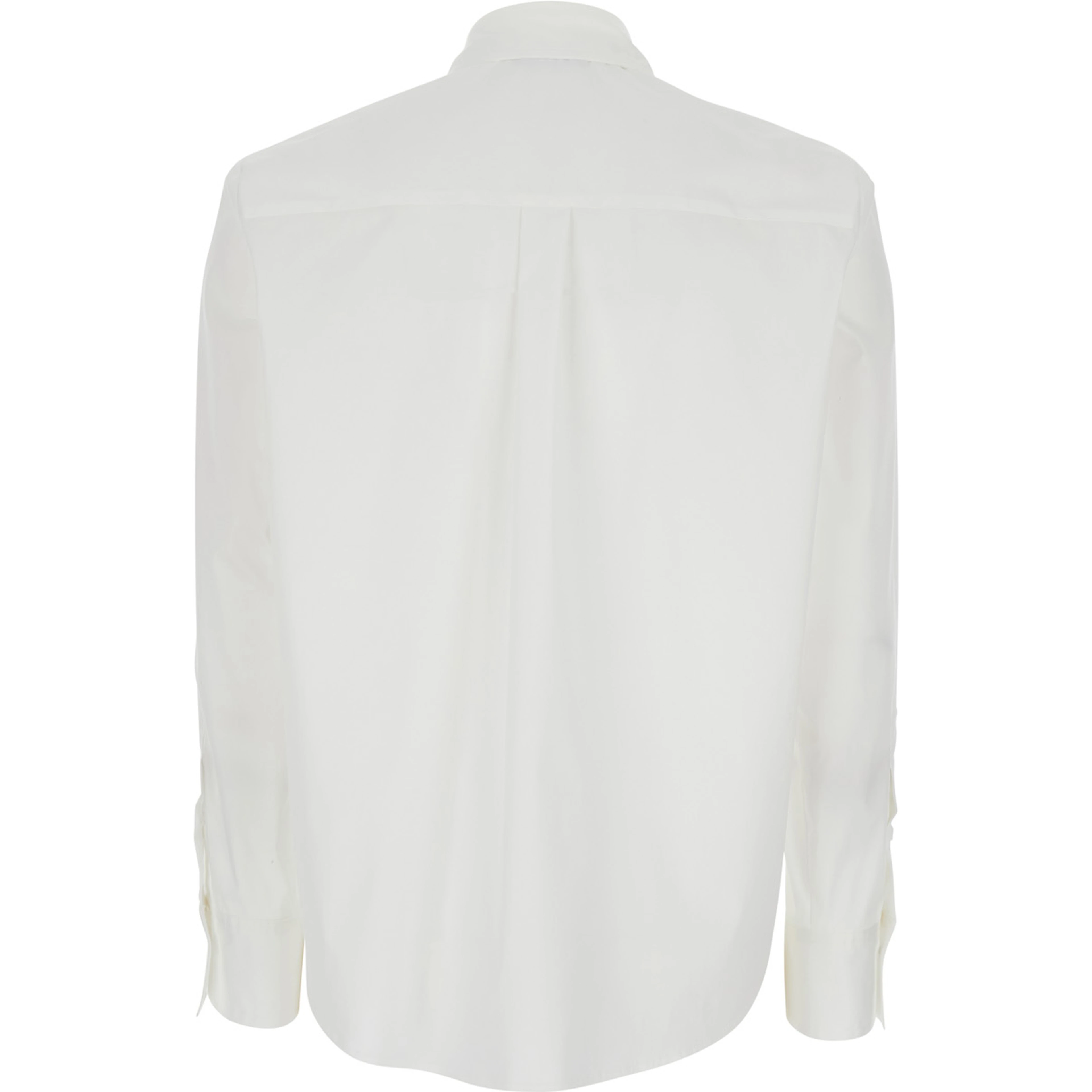 White Shirt with Classic Collar and Button Cuffs in Cotton Woman