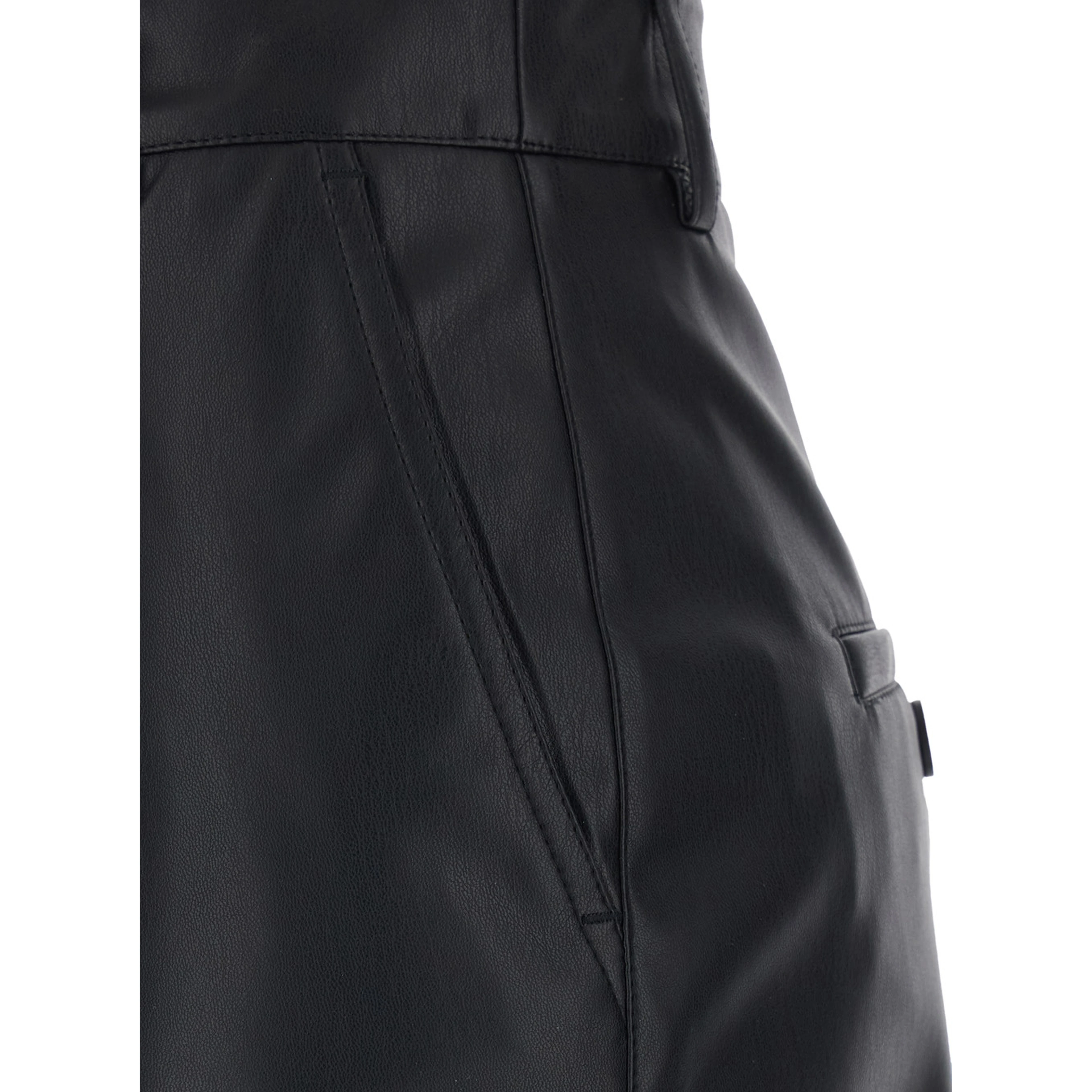 Black Skirt with Hidden Closure on the Front in Ecoleather Woman