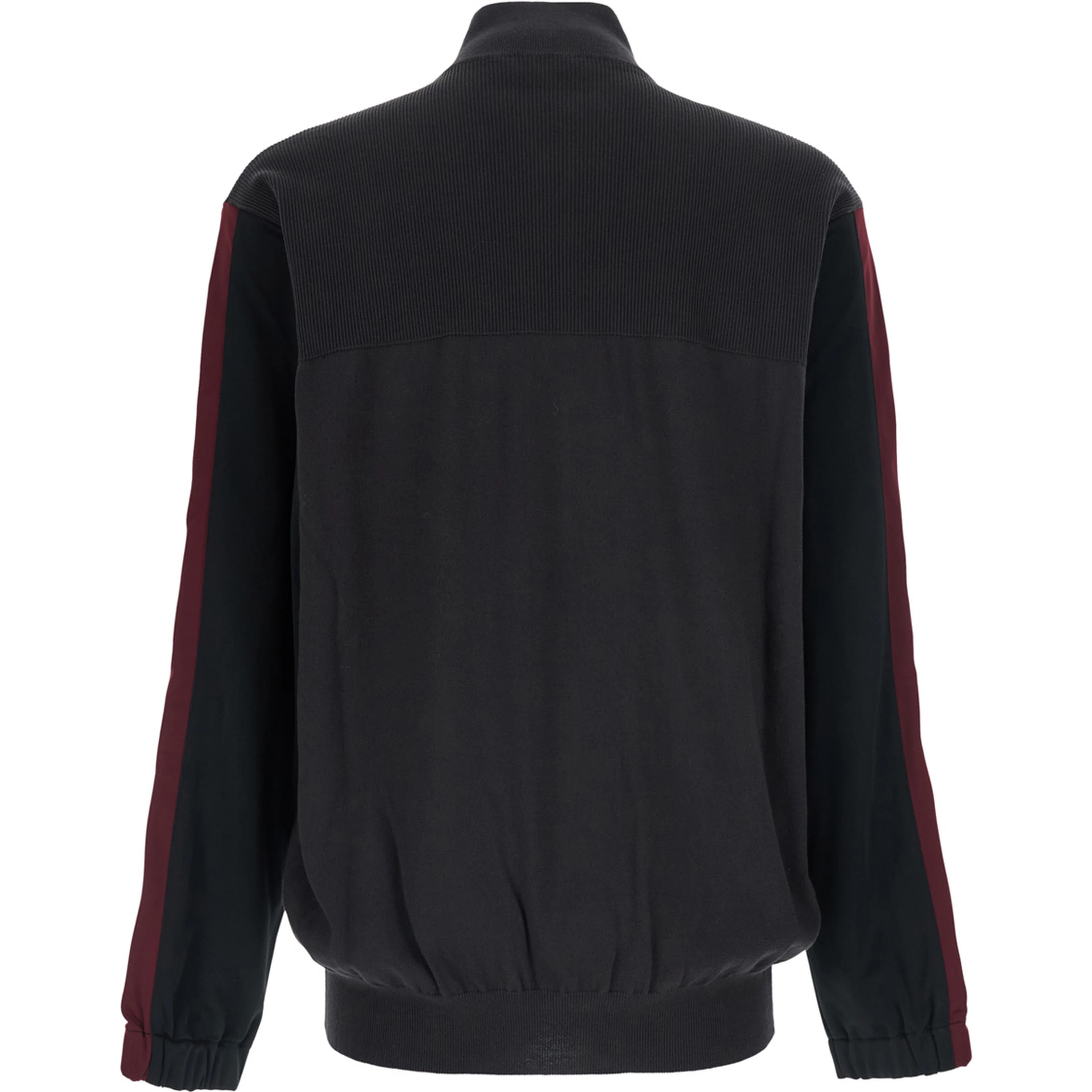 Black High-neck sweatshirt with front zip closure and logo embroidery in cotton for men