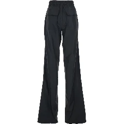 Rick Owens X Moncler Pants with Elastic Waist and Drawstring and Logo Patch on the Side in Black Tech Fabric Unisex