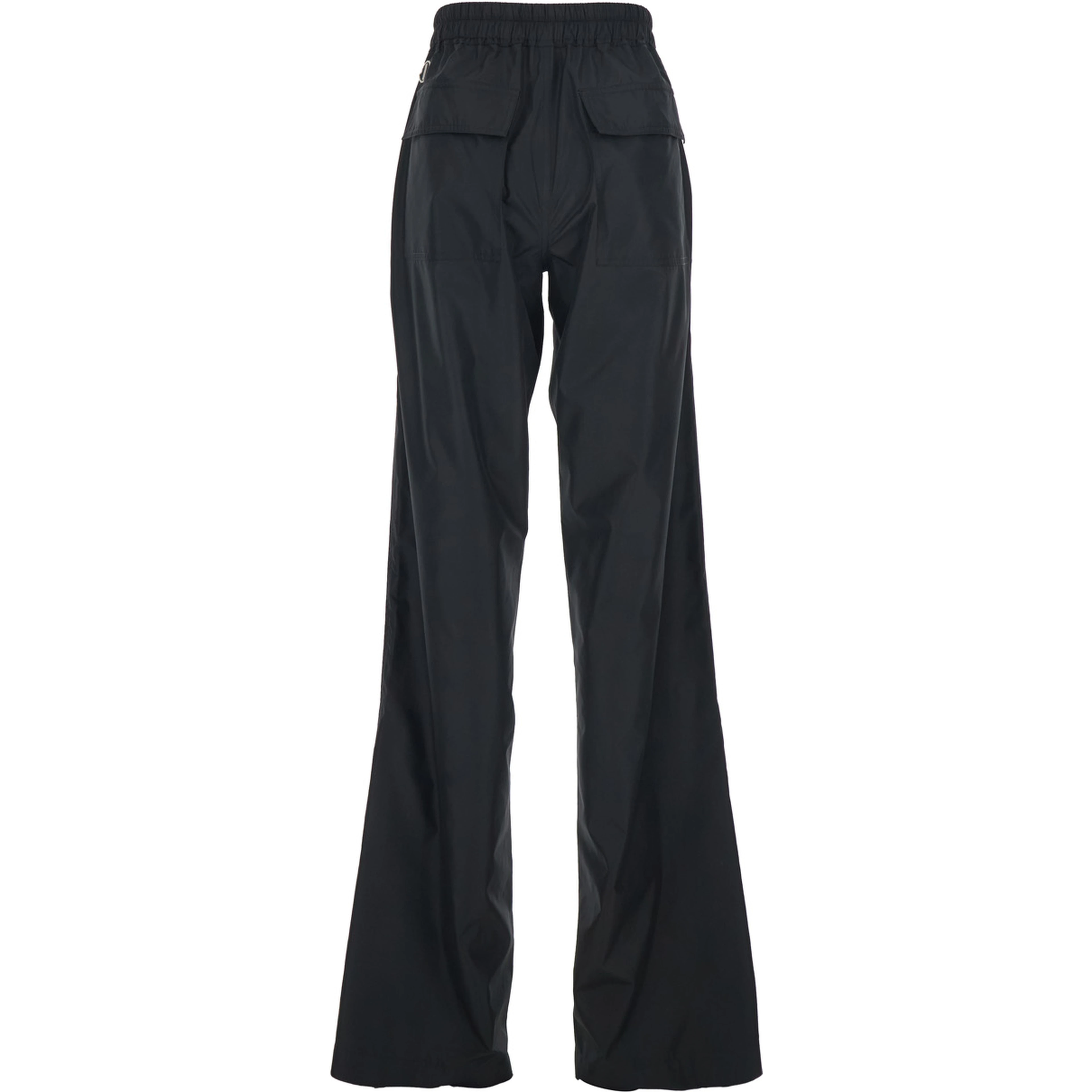 Rick Owens X Moncler Pants with Elastic Waist and Drawstring and Logo Patch on the Side in Black Tech Fabric Unisex