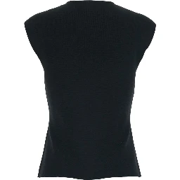 Black Top with Round Neck and Short Design in Viscose Blend Women
