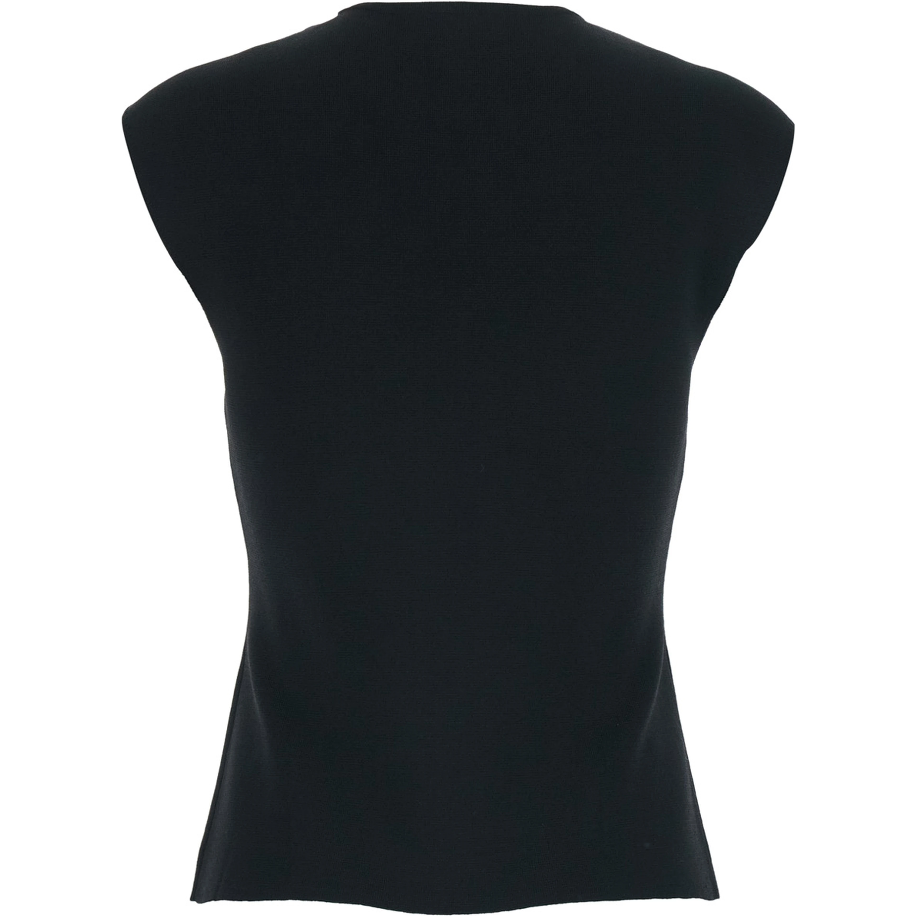 Black Top with Round Neck and Short Design in Viscose Blend Women