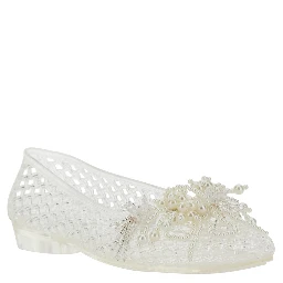 Muse White Ballet shoes with Beaded Details in Tech Fabric Women