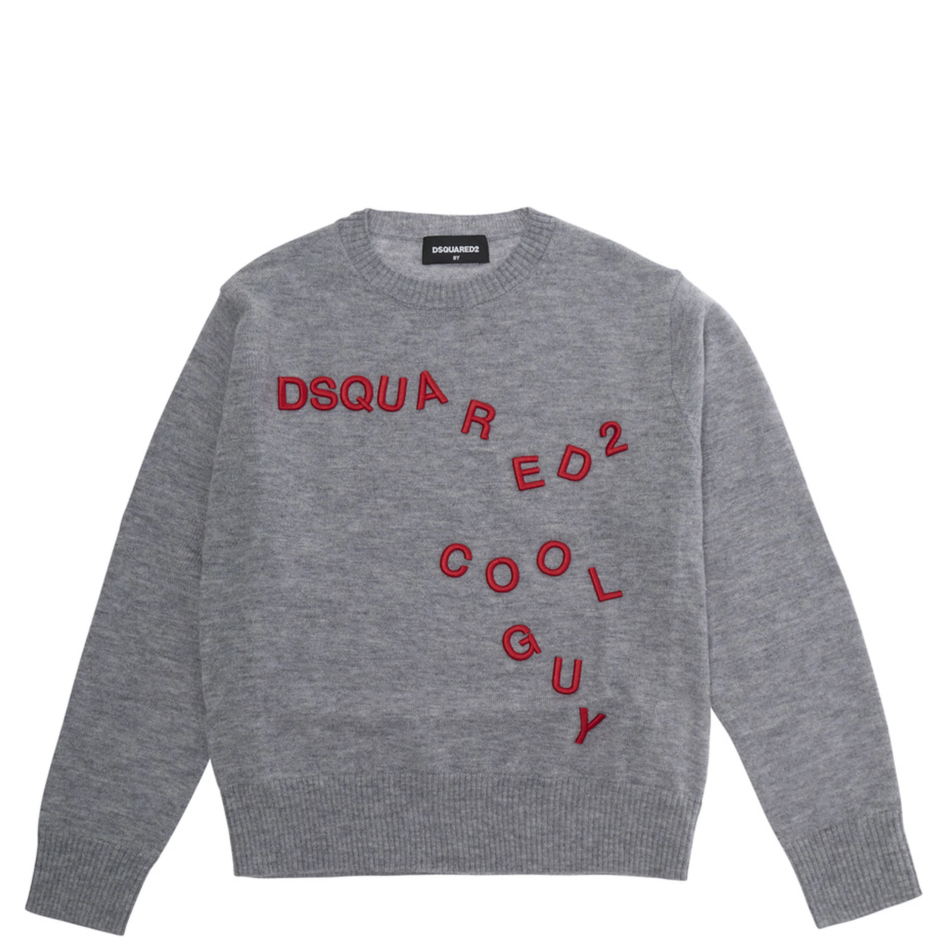 Gray Crewneck Sweater with Logo Lettering on the Front in Boy
