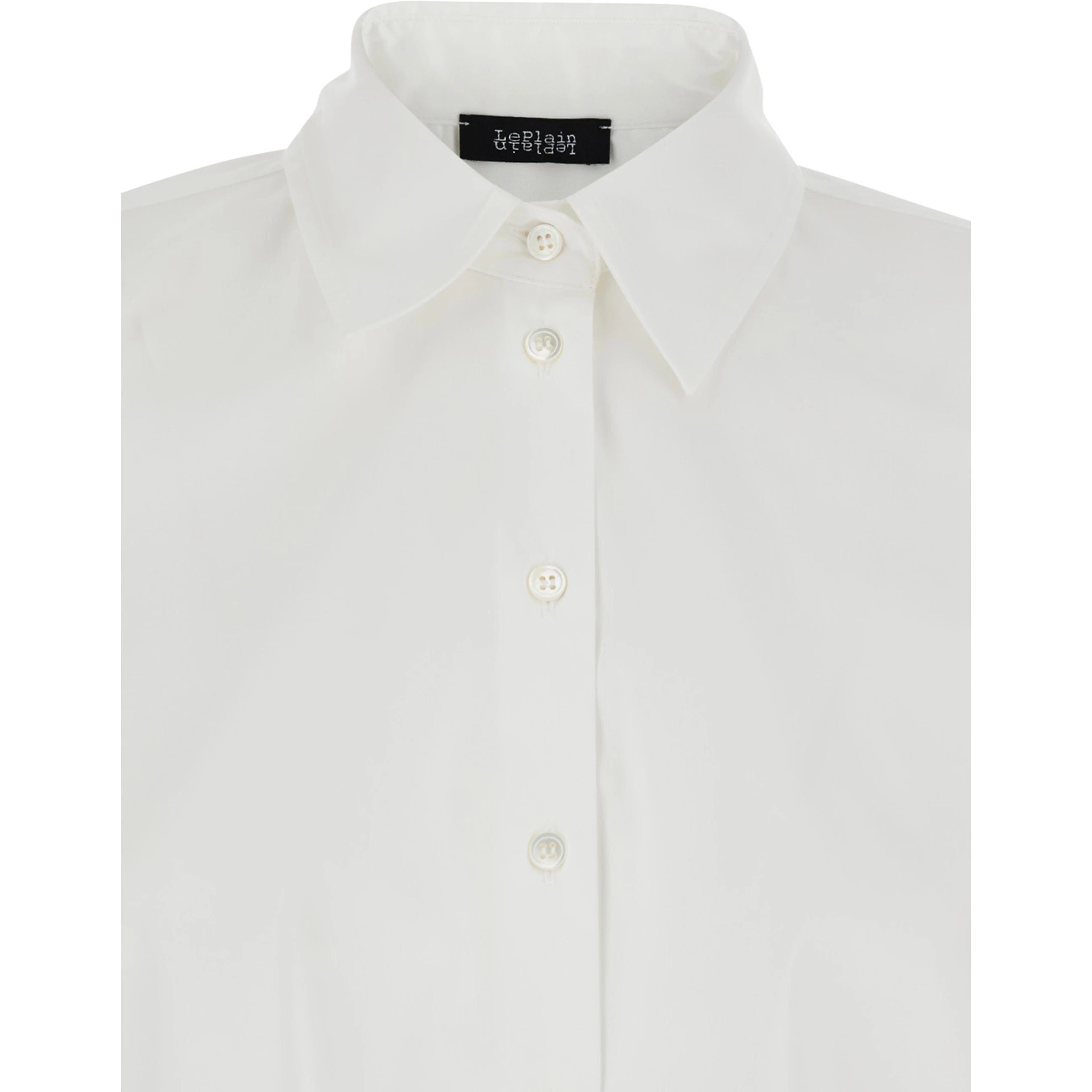 White Shirt with Classic Collar and Button Cuffs in Cotton Woman