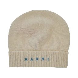 Unisex Hat in White Wool and Cashmere for Boy