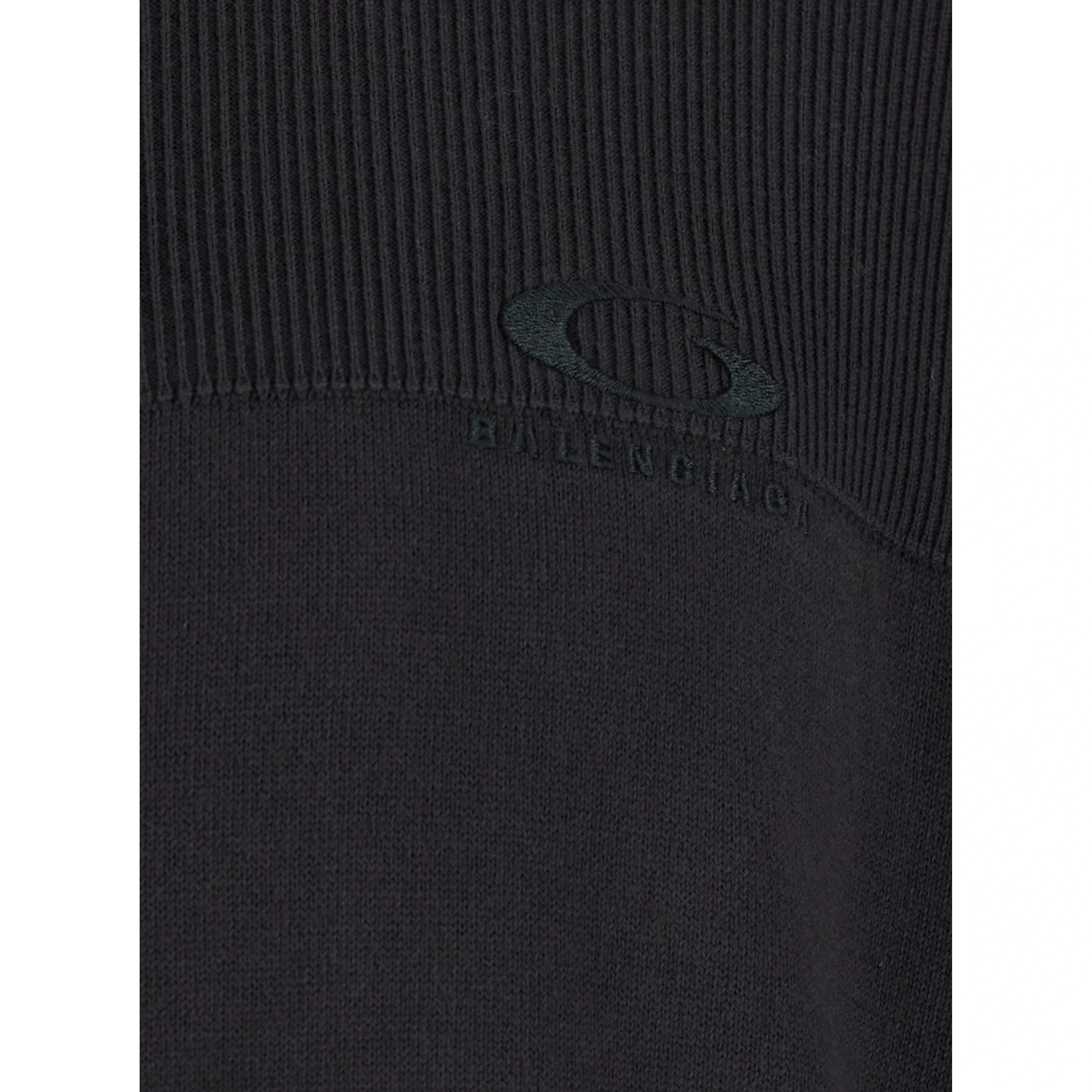 Black High-neck sweatshirt with front zip closure and logo embroidery in cotton for men