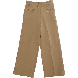 Brown Pants with welt pockets on the front and back and logo patch on the back in stretch wool blend boy