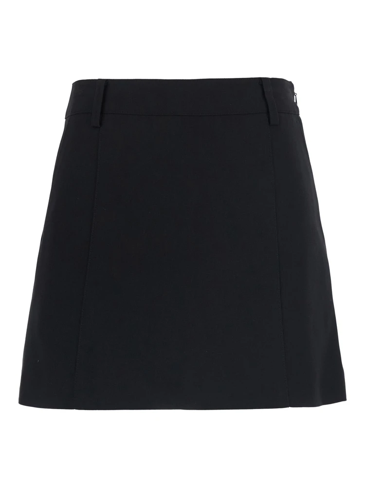 MINI SKIRT with elegant details and mixed fabric in Black for women